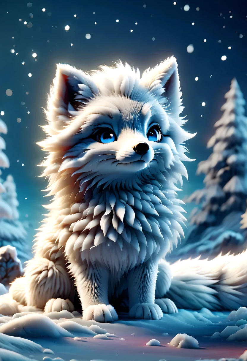 (masterpiece, best quality:1.2), Q version, 1 charming little arctic fox, north american cartoons, Lovely, Lively.