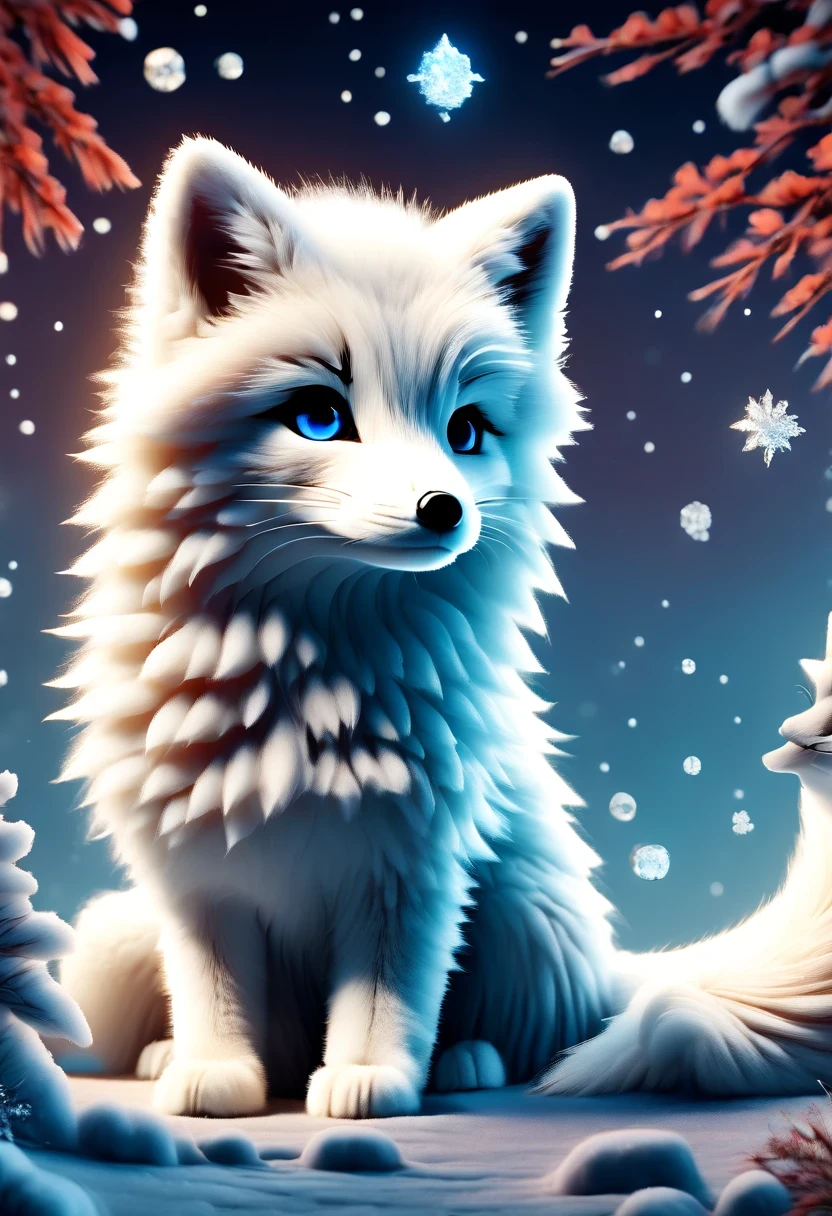 (masterpiece, best quality:1.2), Q version, 1 charming little arctic fox, north american cartoons, Lovely, Lively.