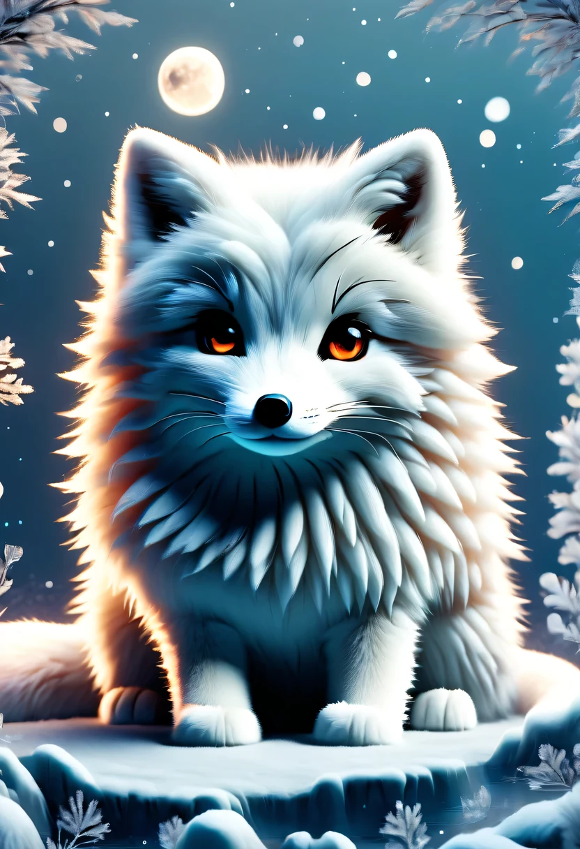 (masterpiece, best quality:1.2), Q version, 1 charming little arctic fox, north american cartoons, Lovely, Lively.