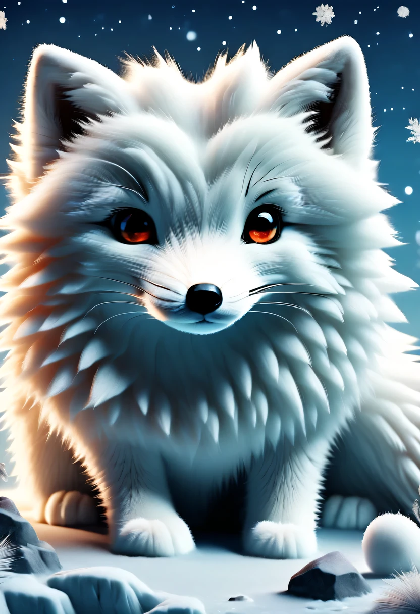 (masterpiece, best quality:1.2), Q version, 1 charming little arctic fox, north american cartoons, Lovely, Lively.