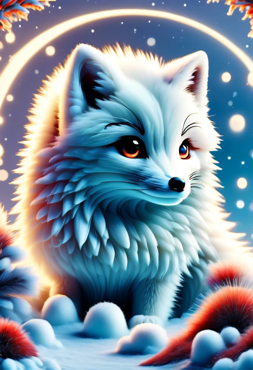 (masterpiece, best quality:1.2), Q version, 1 charming little arctic fox, north american cartoons, Lovely, Lively.