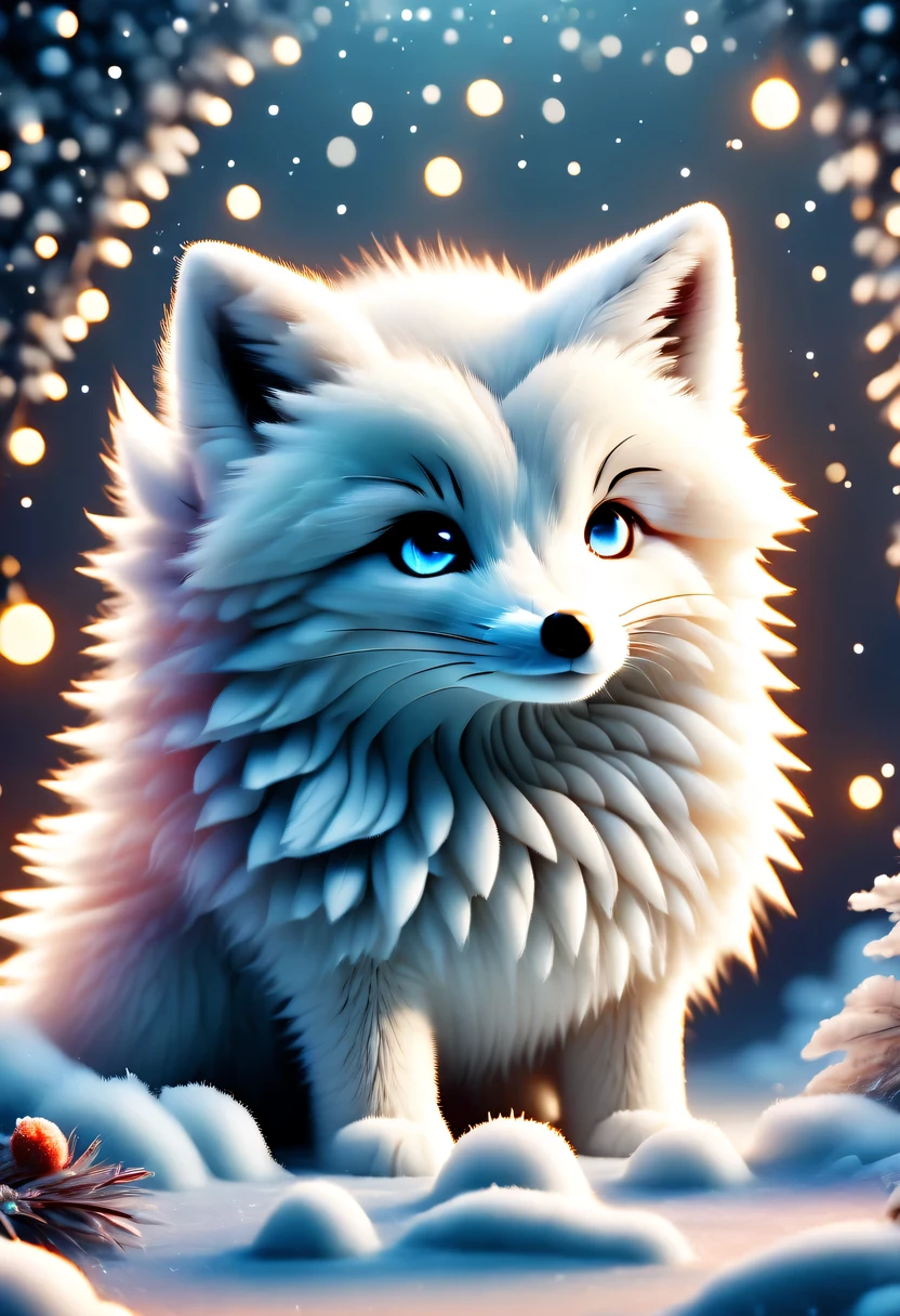 (masterpiece, best quality:1.2), Q version, 1 charming little arctic fox, north american cartoons, Lovely, Lively.