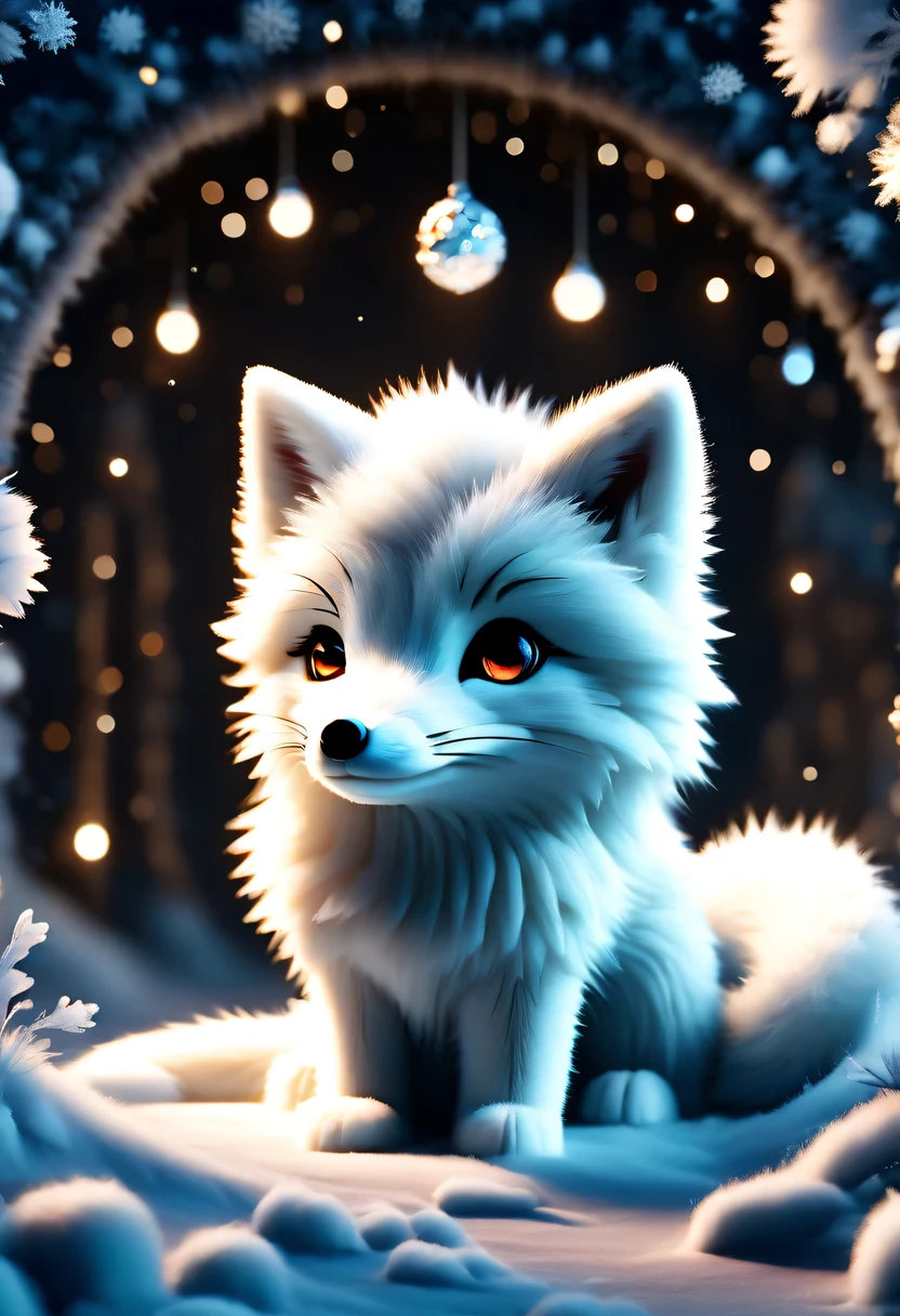 (masterpiece, best quality:1.2), Q version, 1 charming little arctic fox, north american cartoons, Lovely, Lively.