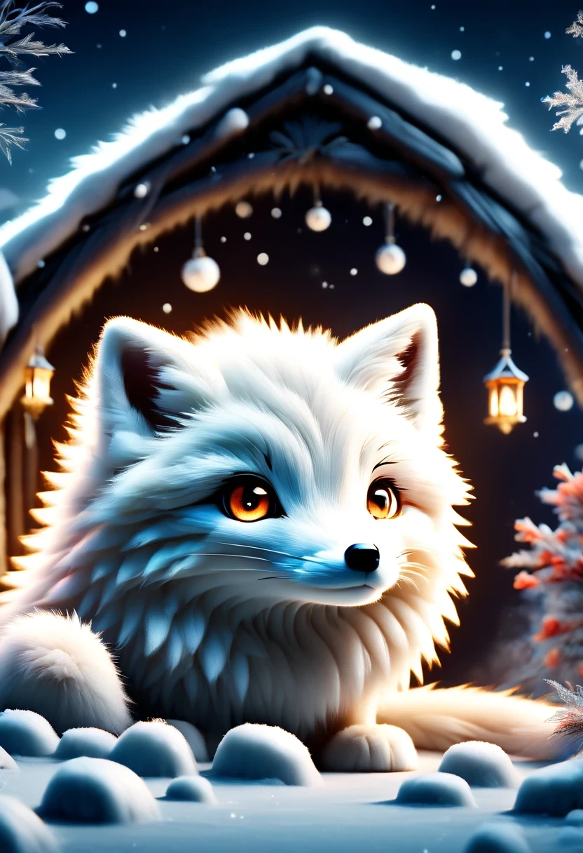 (masterpiece, best quality:1.2), Q version, 1 charming little arctic fox, north american cartoons, Lovely, Lively.