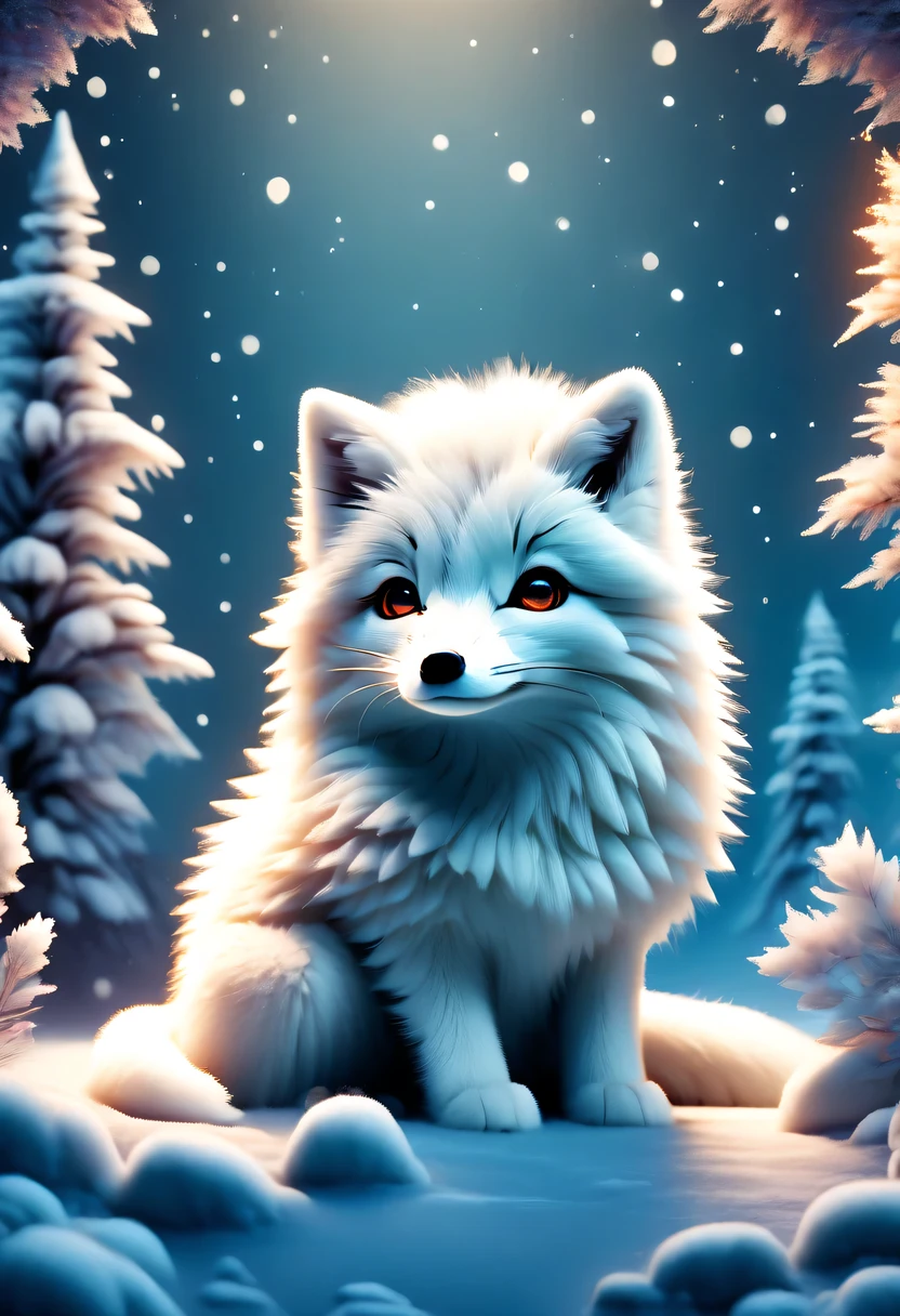 (masterpiece, best quality:1.2), Q version, 1 charming little arctic fox, north american cartoons, Lovely, Lively.