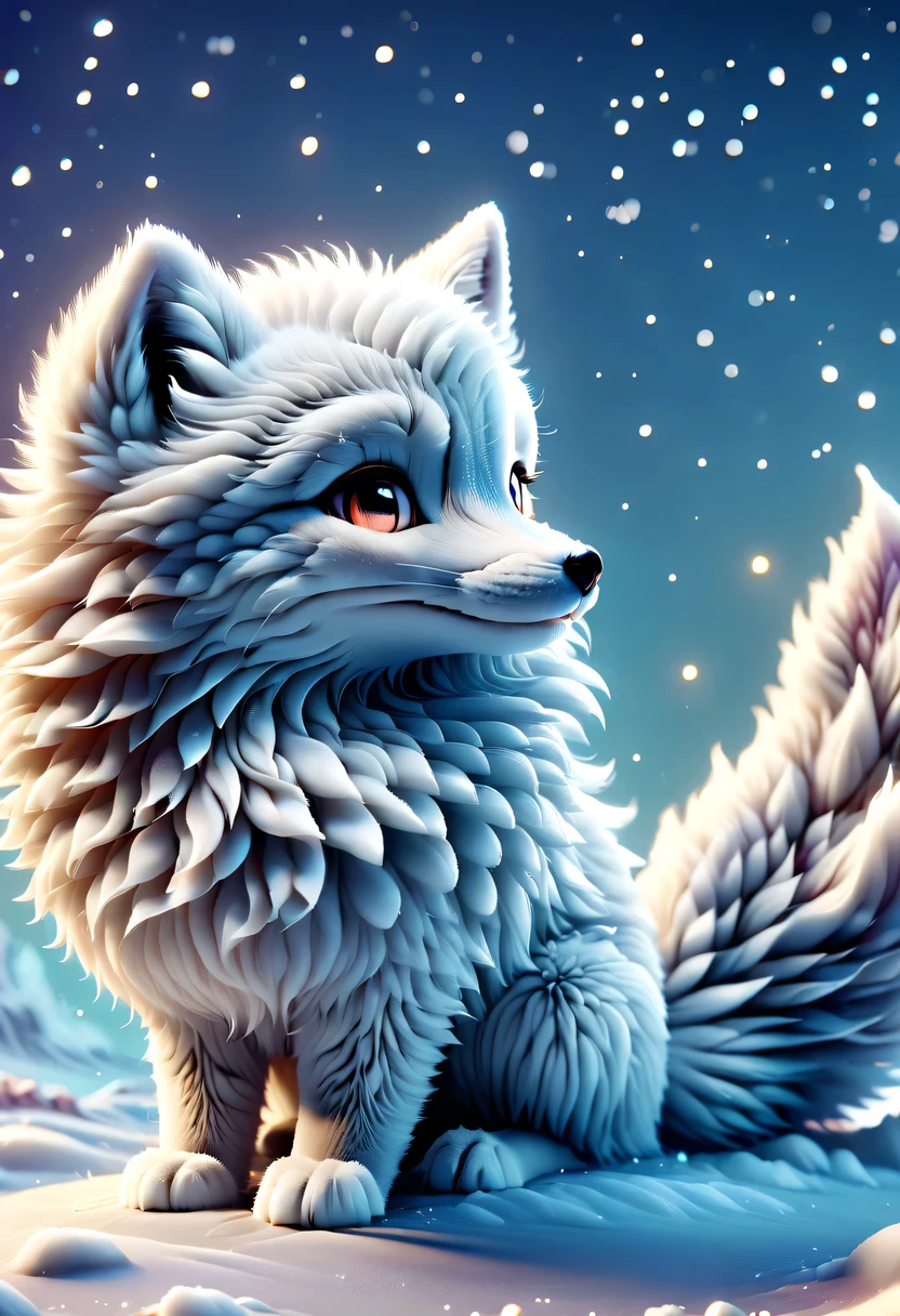 (masterpiece, best quality:1.2), Q version, 1 charming little arctic fox, north american cartoons, Lovely, Lively.