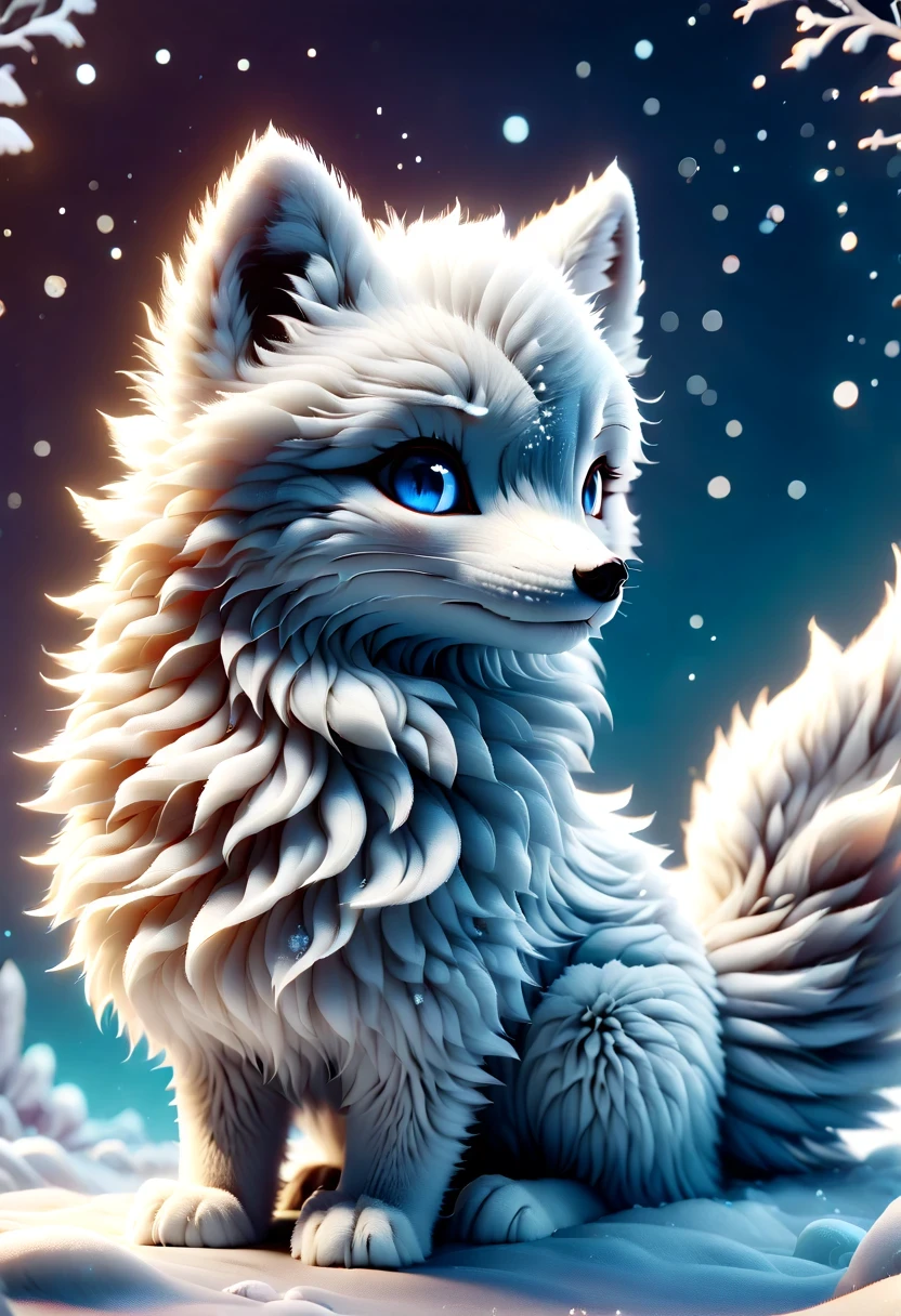 (masterpiece, best quality:1.2), Q version, 1 charming little arctic fox, north american cartoons, Lovely, Lively.