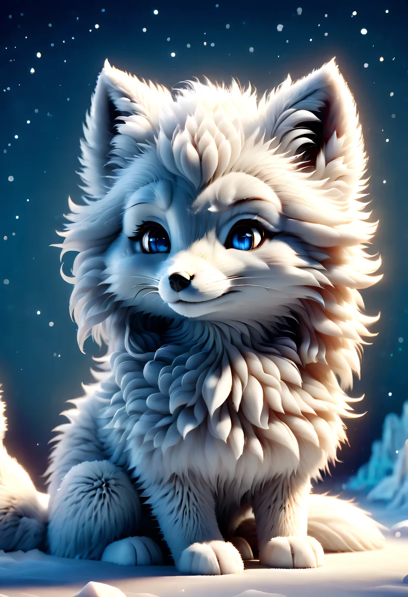 (masterpiece, best quality:1.2), Q version, 1 charming little arctic fox, north american cartoons, Lovely, Lively.