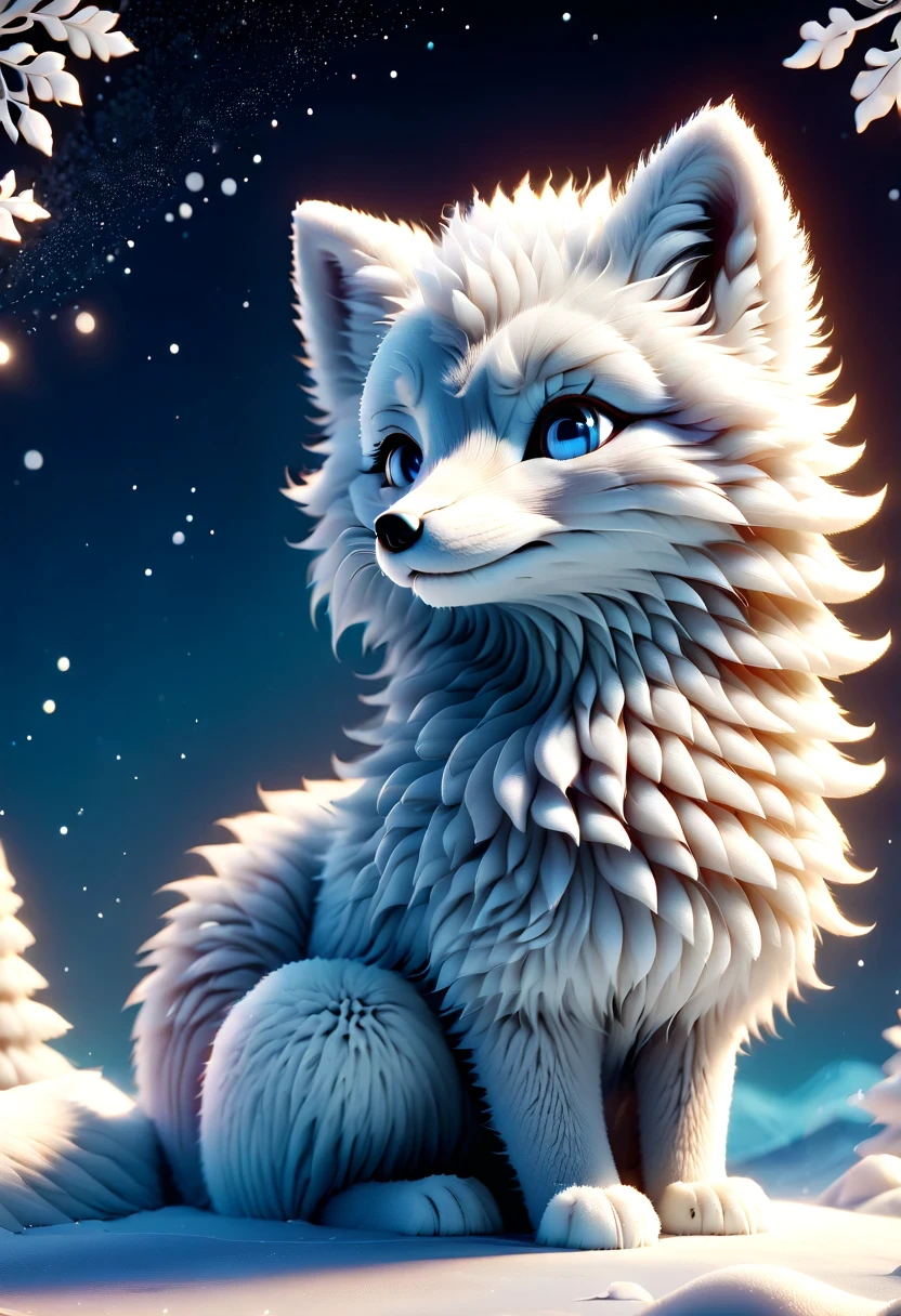 (masterpiece, best quality:1.2), Q version, 1 charming little arctic fox, north american cartoons, Lovely, Lively.