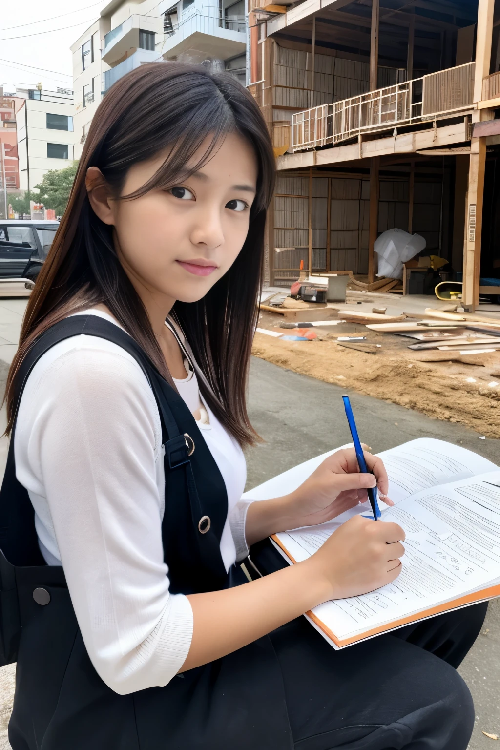 Construction,homework,woman,frontage,