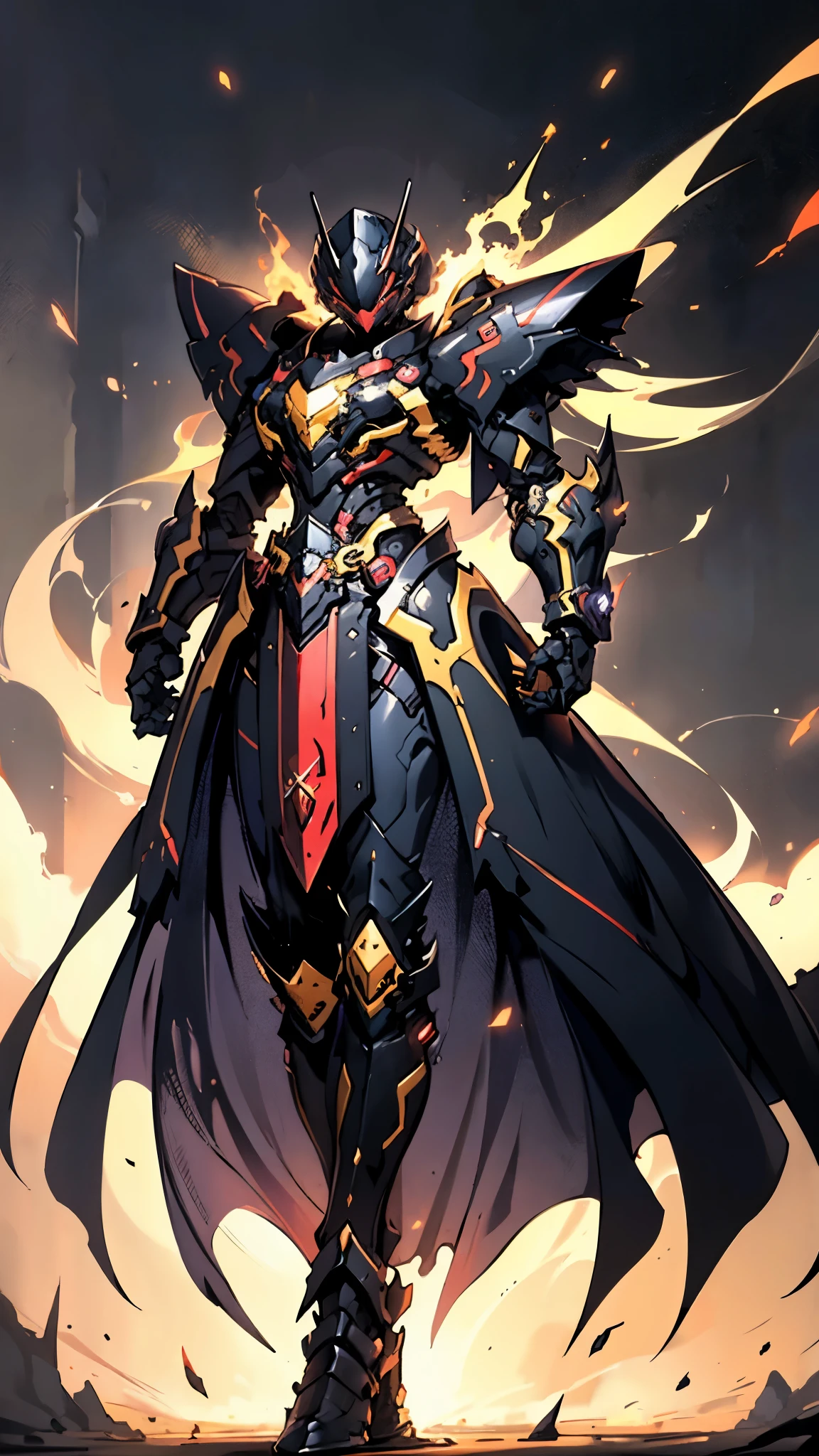 A woman adorned in fantasy-style full-body armor, a crown-concept fully enclosed helmet that unveils only her eyes, a composite layered chest plate, fully encompassing shoulder and hand guards, a lightweight waist armor, form-fitting shin guards, the overall design is heavy-duty yet flexible, ((the armor gleams with a golden glow, complemented by red and blue accents)), exhibiting a noble aura, she floats above a fantasy-surreal high-tech city, this character embodies a finely crafted fantasy-surreal style armored hero in anime style, exquisite and mature manga art style, (Queen bee mixed with Spider concept Armor, plasma, blood), ((Element, energy, elegant, goddess, femminine:1.5)), metallic, high definition, best quality, highres, ultra-detailed, ultra-fine painting, extremely delicate, professional, anatomically correct, symmetrical face, extremely detailed eyes and face, high quality eyes, creativity, RAW photo, UHD, 32k, Natural light, cinematic lighting, masterpiece-anatomy-perfect, masterpiece:1.5