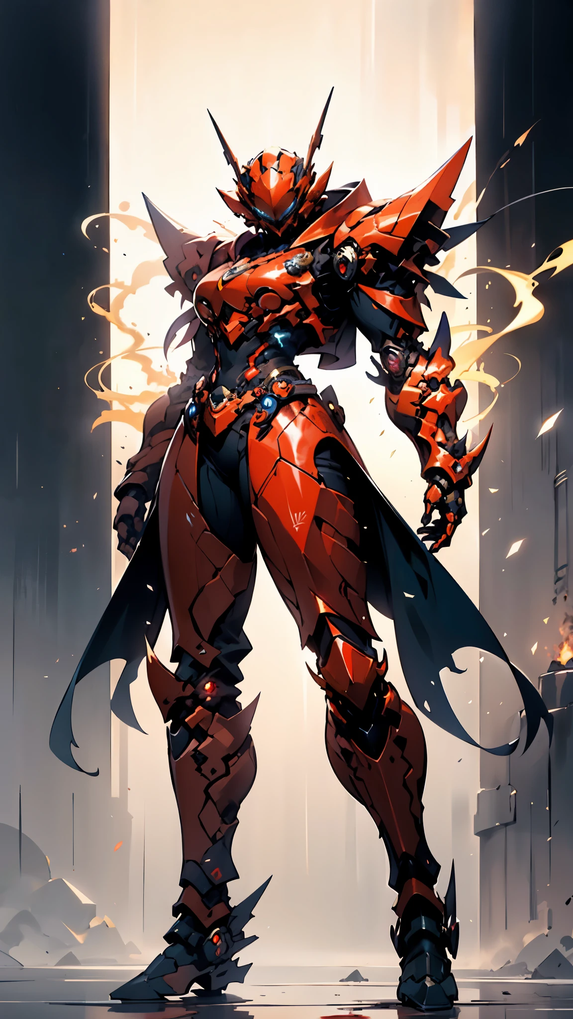 A woman adorned in fantasy-style full-body armor, a crown-concept fully enclosed helmet that unveils only her eyes, a composite layered chest plate, fully encompassing shoulder and hand guards, a lightweight waist armor, form-fitting shin guards, the overall design is heavy-duty yet flexible, ((the armor gleams with a golden glow, complemented by red and blue accents)), exhibiting a noble aura, she floats above a fantasy-surreal high-tech city, this character embodies a finely crafted fantasy-surreal style armored hero in anime style, exquisite and mature manga art style, (Queen bee mixed with Spider concept Armor, plasma, blood), ((Element, energy, elegant, goddess, femminine:1.5)), metallic, high definition, best quality, highres, ultra-detailed, ultra-fine painting, extremely delicate, professional, anatomically correct, symmetrical face, extremely detailed eyes and face, high quality eyes, creativity, RAW photo, UHD, 32k, Natural light, cinematic lighting, masterpiece-anatomy-perfect, masterpiece:1.5