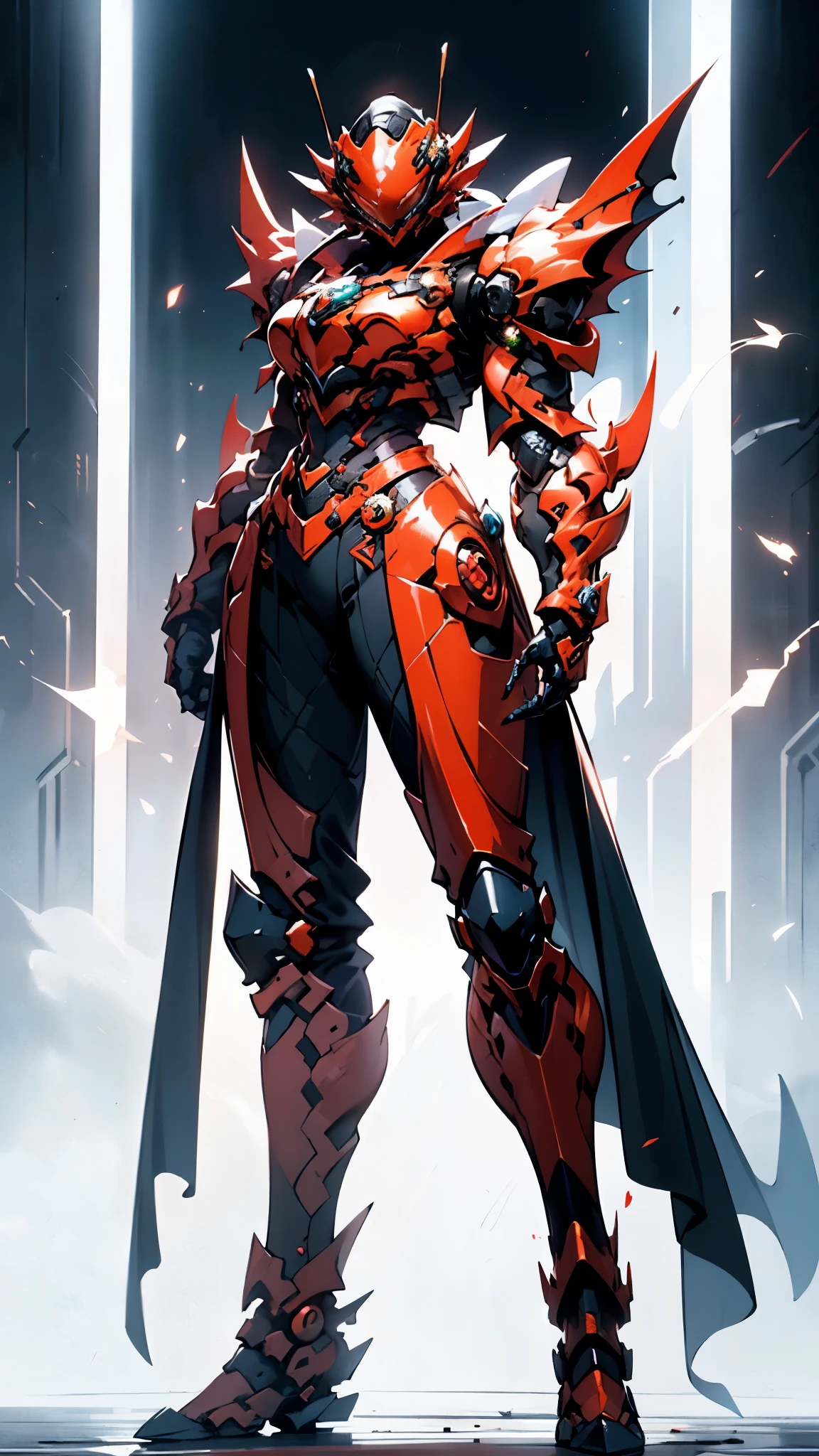 A woman adorned in fantasy-style full-body armor, a crown-concept fully enclosed helmet that unveils only her eyes, a composite layered chest plate, fully encompassing shoulder and hand guards, a lightweight waist armor, form-fitting shin guards, the overall design is heavy-duty yet flexible, ((the armor gleams with a golden glow, complemented by red and blue accents)), exhibiting a noble aura, she floats above a fantasy-surreal high-tech city, this character embodies a finely crafted fantasy-surreal style armored hero in anime style, exquisite and mature manga art style, (Queen bee mixed with Spider concept Armor, plasma, blood), ((Element, energy, elegant, goddess, femminine:1.5)), metallic, high definition, best quality, highres, ultra-detailed, ultra-fine painting, extremely delicate, professional, anatomically correct, symmetrical face, extremely detailed eyes and face, high quality eyes, creativity, RAW photo, UHD, 32k, Natural light, cinematic lighting, masterpiece-anatomy-perfect, masterpiece:1.5