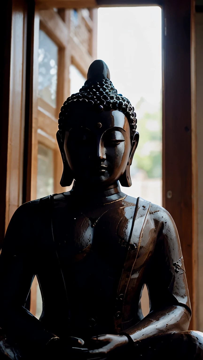 Phone wallpaper: Buddha, Dark, Statue