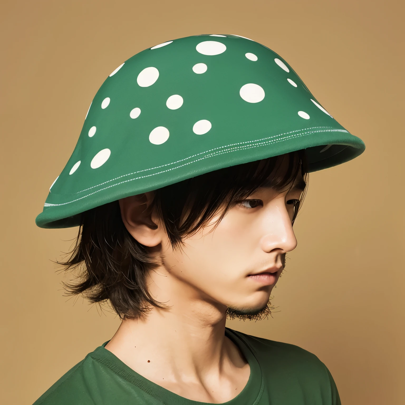 male　mushroom human　Mushroom hat　An illustration