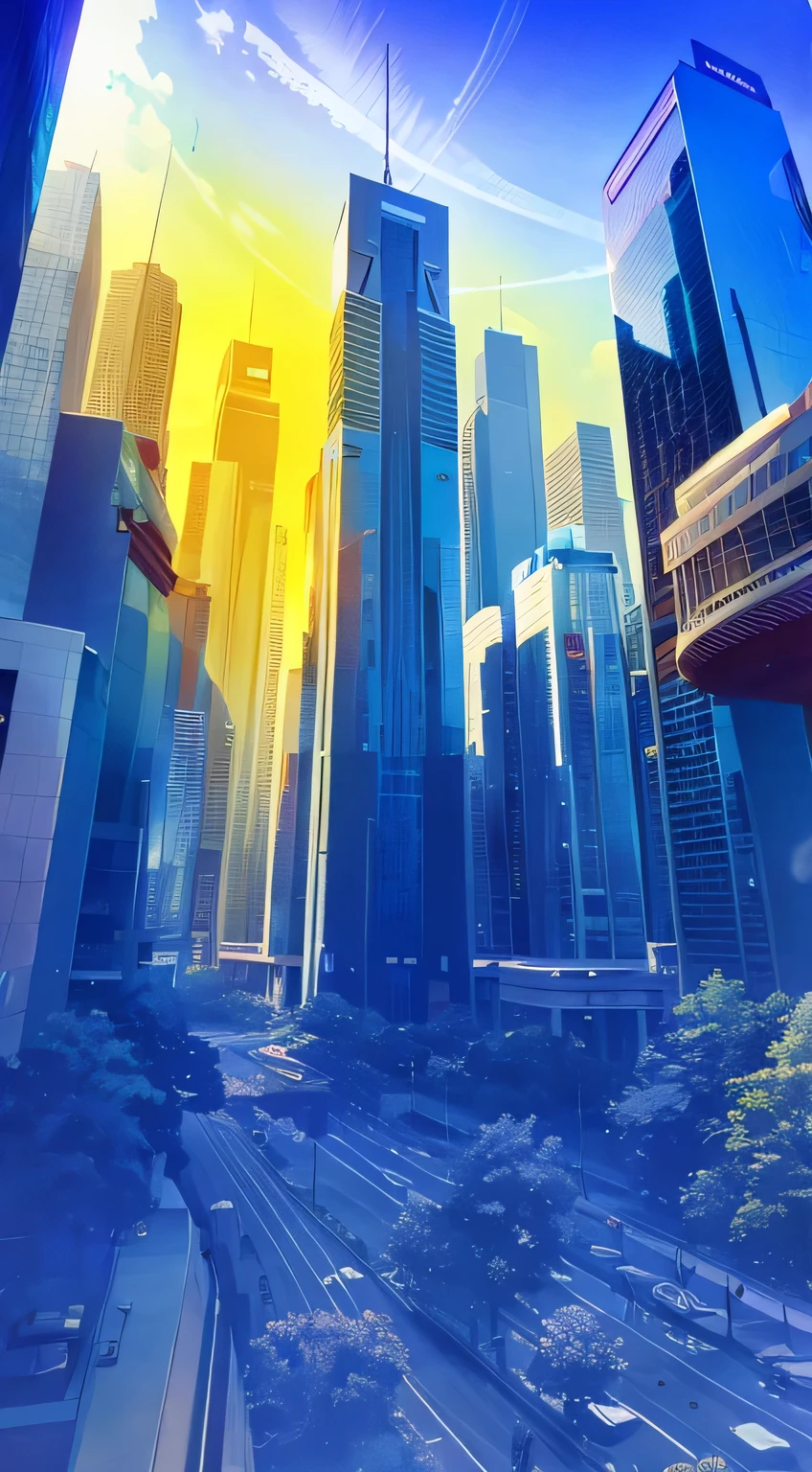 high resolution, best quality, illustration, Super detailed, Ultra modern commercial skyscraper, Corporate Headquarters Corporate Office
