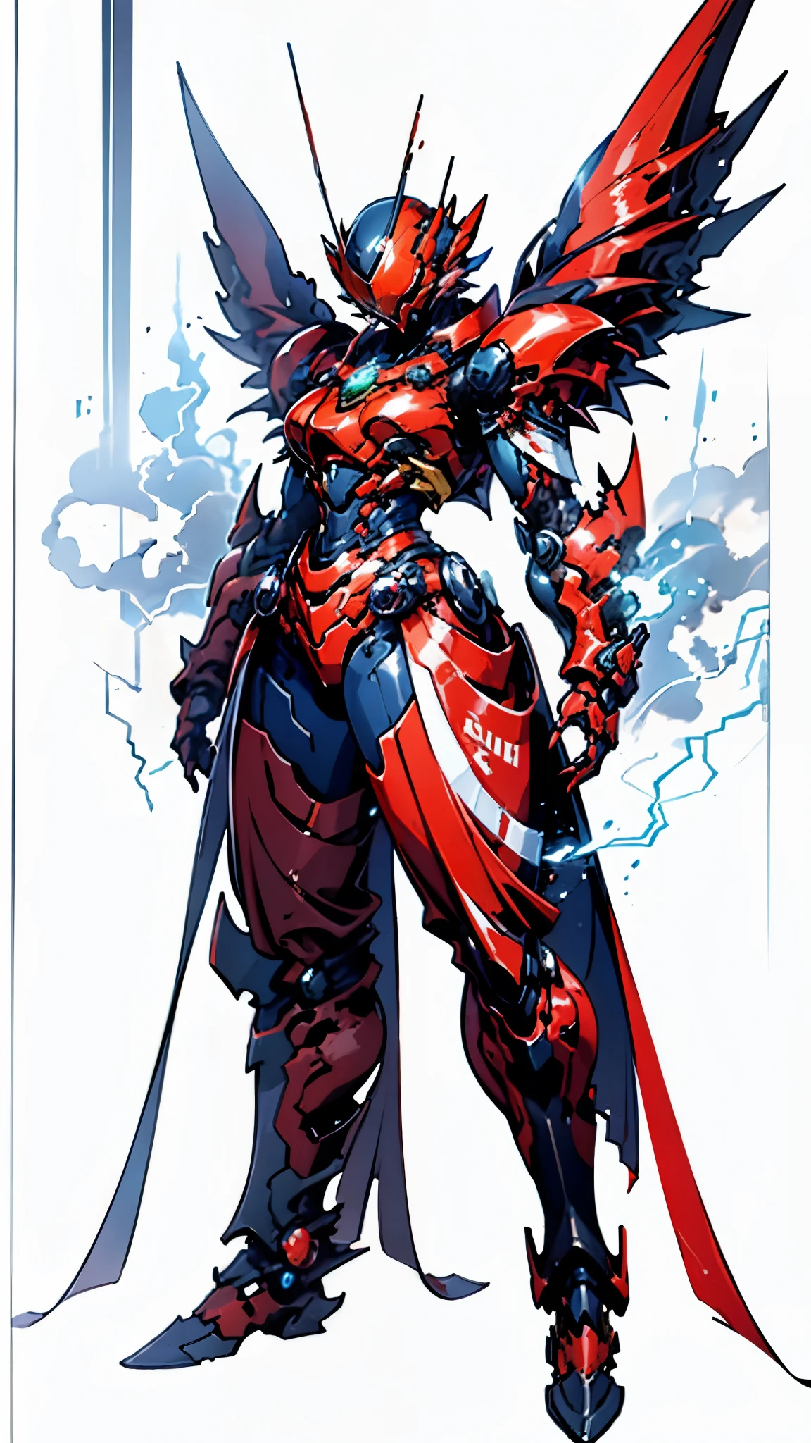 A woman adorned in fantasy-style full-body armor, a crown-concept fully enclosed helmet that unveils only her eyes, a composite layered chest plate, fully encompassing shoulder and hand guards, a lightweight waist armor, form-fitting shin guards, the overall design is heavy-duty yet flexible, ((the armor gleams with a golden glow, complemented by red and blue accents)), exhibiting a noble aura, she floats above a fantasy-surreal high-tech city, this character embodies a finely crafted fantasy-surreal style armored hero in anime style, exquisite and mature manga art style, (Queen bee mixed with Spider concept Armor, plasma, blood), ((Element, energy, elegant, goddess, femminine:1.5)), metallic, high definition, best quality, highres, ultra-detailed, ultra-fine painting, extremely delicate, professional, anatomically correct, symmetrical face, extremely detailed eyes and face, high quality eyes, creativity, RAW photo, UHD, 32k, Natural light, cinematic lighting, masterpiece-anatomy-perfect, masterpiece:1.5