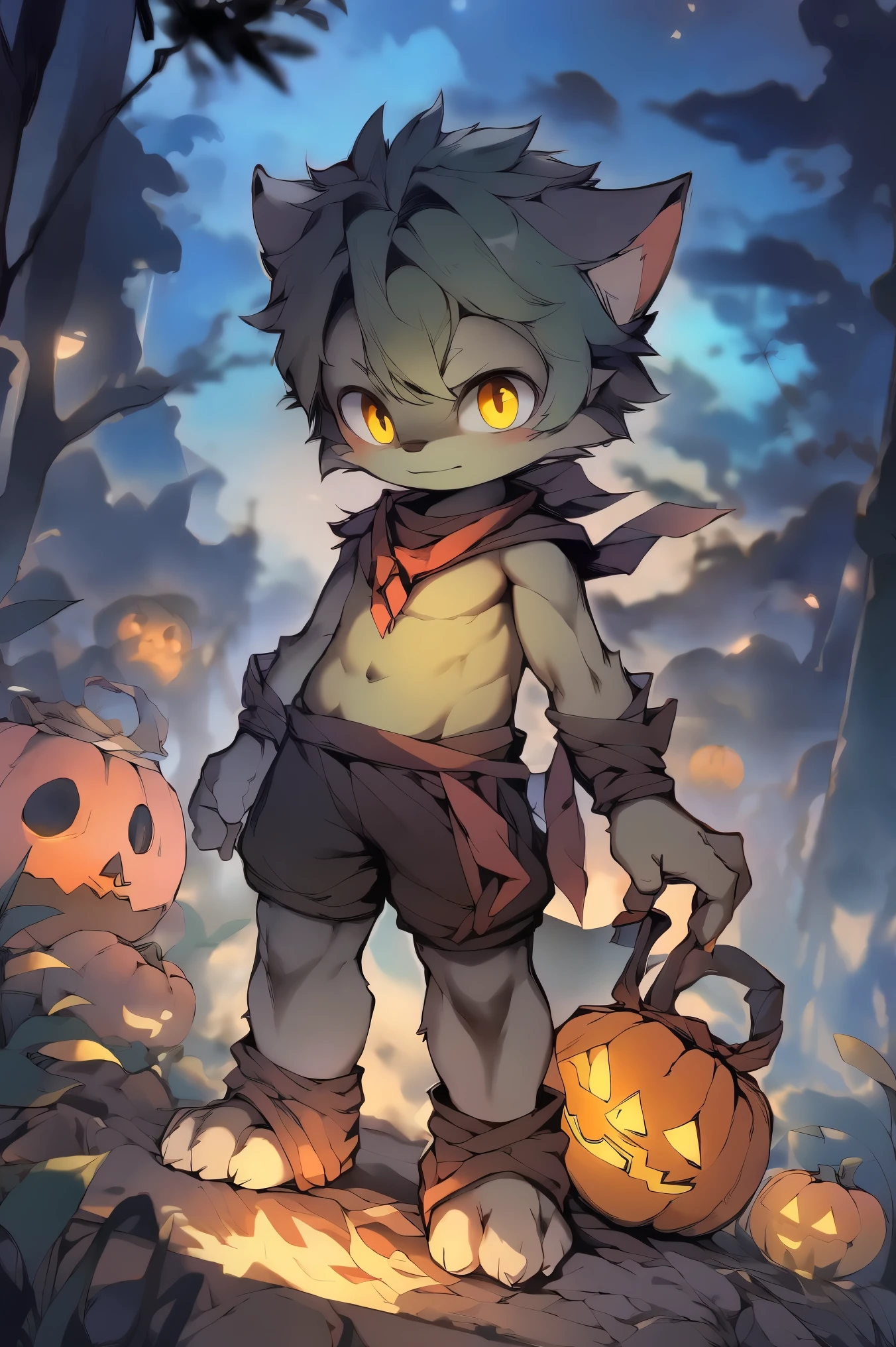 masterpiece, best quality, Bright Eyes,, (hairy, Coyotes, Vampire costumes, Colorful fur, alone, paw, lick lips, There is blood on the face, halloween, pumpkin lantern, night, blood moon,masterpiece, best quality, Bright Eyes, , hairy, Coyotes, Vampire costumes, Colorful fur, alone, paw, lick lips, There is blood on the face, halloween, pumpkin lantern, night, blood moon,(author:Puyinji,artist:1.2),(author:fantasy land,author:Kuroi Junmi,author:1145,author:teach,author:Enamel 1,Pass through the egg sac:1.2),Male orc boy,Male orc boy,Slender limbs,Slender legs,thin legs,Orc Shota,Slender legs,少年兽人的thin legsSlender limbs,Four-headed body proportions,Orc Shota,Young orcs,small shorts,golden pupils,12K,nice photos,Rich in details,The beauty of light and shadow,high resolution,大师masterpiece,The expression is very simple,Look at the camera with dependent eyes,Cat Boy,Cats do more,There is a beautifully crafted one on the ground、gear structure sword.,Celluloid painting method,More hairy,clear line drawing,hairy的,猫pawCats do more,There is a beautifully crafted one on the ground、gear structure sword.,Celluloid painting method,More hairy,把Legs straight,thick hair,Hair structure is clear,clear line drawing,Legs straight,topless,only shorts,clear line drawing,clean lines,nude,teenage figure,around ,Slender limbs,Slender legs,Popular topics on artstation pixiv, Gurwitz-style artwork, very handsome, Gurwitz, Guweiz on ArtStation Pixiv, 年轻的雄性hairy的猫,scales,Full body image,Little Teenage Werewolf