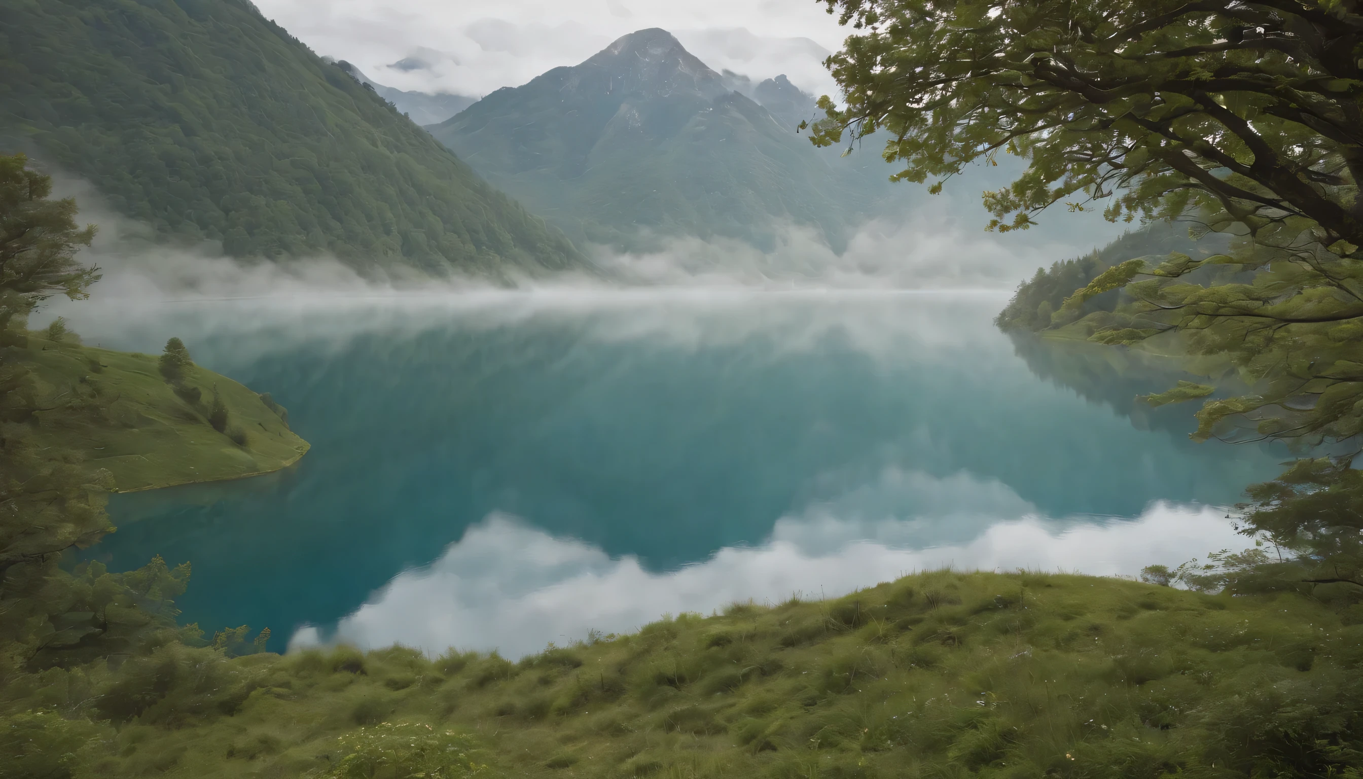(Highly detailed CG Unity 8k wallpaper、masterpiece、highest quality、Super detailed)、(best lighting、best shadow、very delicate and beautiful)、highest quality、8k、Detailed facial depiction、masterpiece、highest quality、clear image quality、
Lush Mountains々々A photo of the reflection of the lake taken from the car window.。