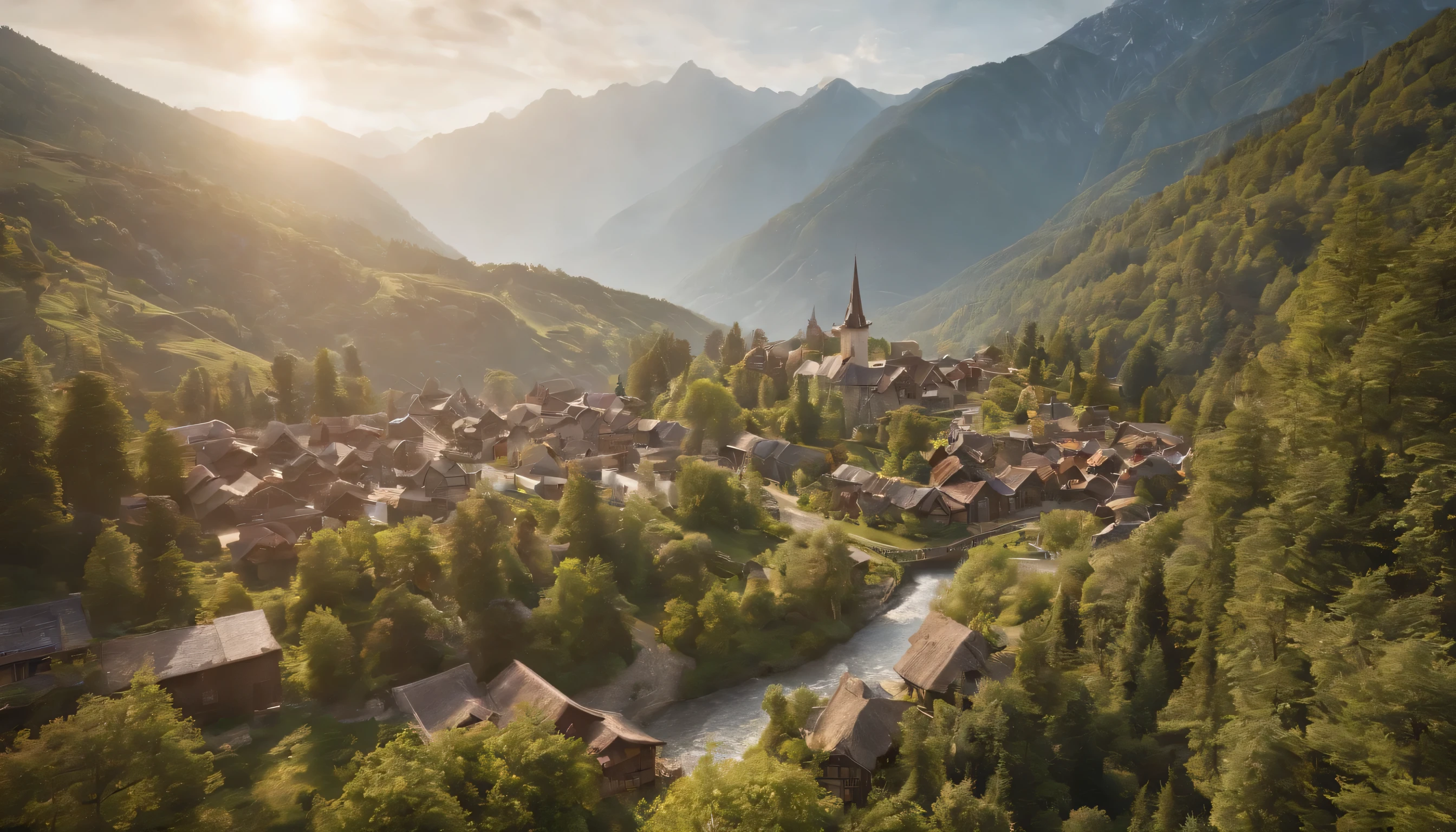 (Highly detailed CG Unity 8k wallpaper、masterpiece、highest quality、Super detailed)、(best lighting、best shadow、very delicate and beautiful)、highest quality、8k、Detailed facial depiction、masterpiece、highest quality、clear image quality、
Mountains from the train window々Photos of landscapes of high-rise villages and towns surrounded by.。