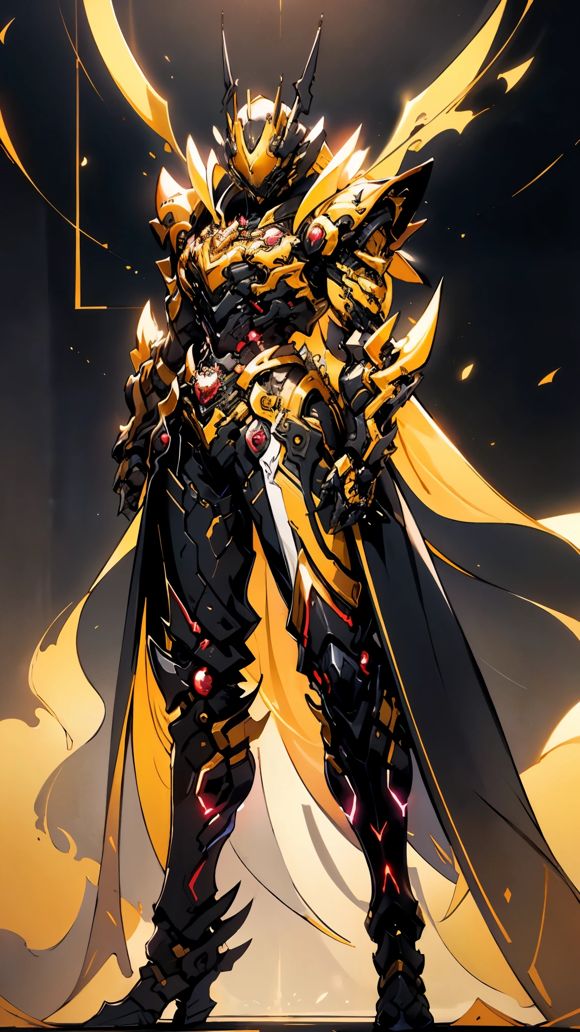 A woman adorned in fantasy-style full-body armor, a crown-concept fully enclosed helmet that unveils only her eyes, a composite layered chest plate, fully encompassing shoulder and hand guards, a lightweight waist armor, form-fitting shin guards, the overall design is heavy-duty yet flexible, ((the armor gleams with a golden glow, complemented by red and blue accents)), exhibiting a noble aura, she floats above a fantasy-surreal high-tech city, this character embodies a finely crafted fantasy-surreal style armored hero in anime style, exquisite and mature manga art style, (Queen bee mixed with Spider concept Armor, plasma, blood), ((Element, energy, elegant, goddess, femminine:1.5)), metallic, high definition, best quality, highres, ultra-detailed, ultra-fine painting, extremely delicate, professional, anatomically correct, symmetrical face, extremely detailed eyes and face, high quality eyes, creativity, RAW photo, UHD, 32k, Natural light, cinematic lighting, masterpiece-anatomy-perfect, masterpiece:1.5