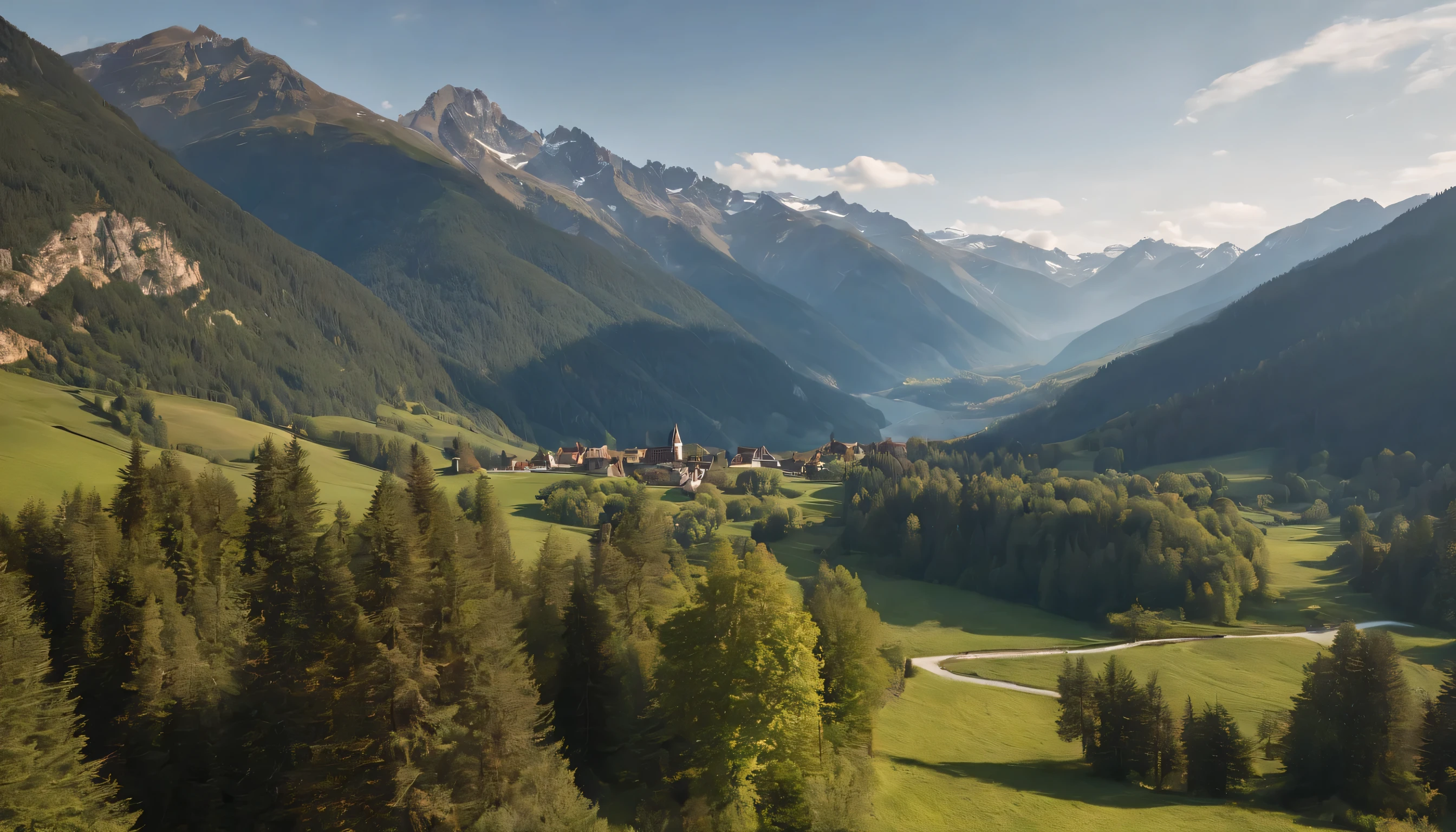 (Highly detailed CG Unity 8k wallpaper、masterpiece、highest quality、Super detailed)、(best lighting、best shadow、very delicate and beautiful)、highest quality、8k、Detailed facial depiction、masterpiece、highest quality、clear image quality、
A photo taken from the window of a train heading towards a high peak in the Alps..。