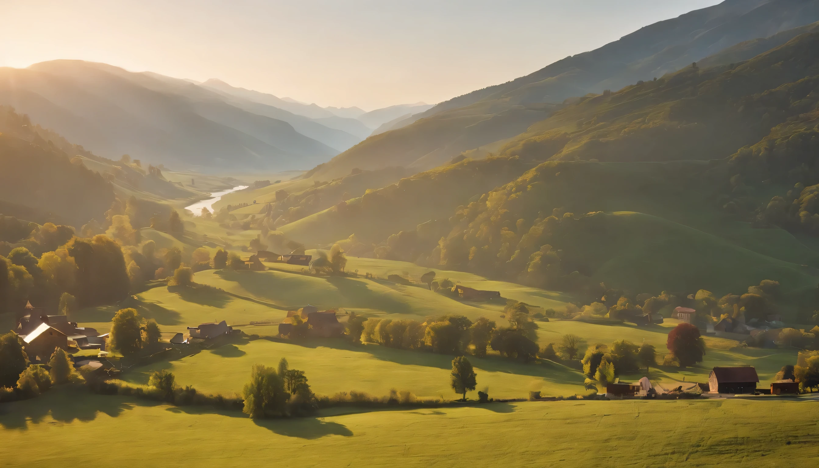 (Highly detailed CG Unity 8k wallpaper、masterpiece、highest quality、Super detailed)、(best lighting、best shadow、very delicate and beautiful)、highest quality、8k、Detailed facial depiction、masterpiece、highest quality、clear image quality、
Photo of a hilly landscape of Swiss ranches and farmland seen from the car window.。