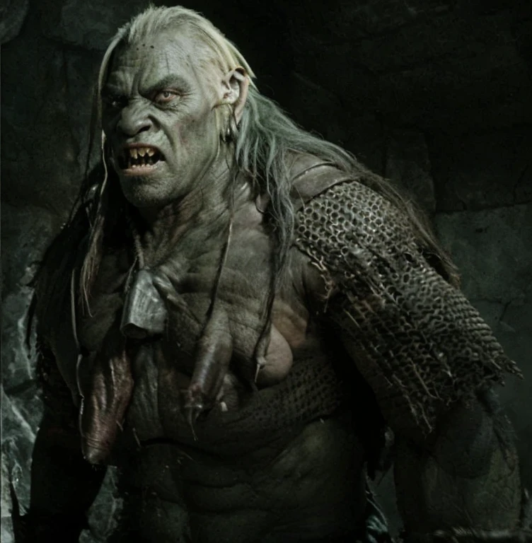 this orc with a few of similar orcs, with a challenging look