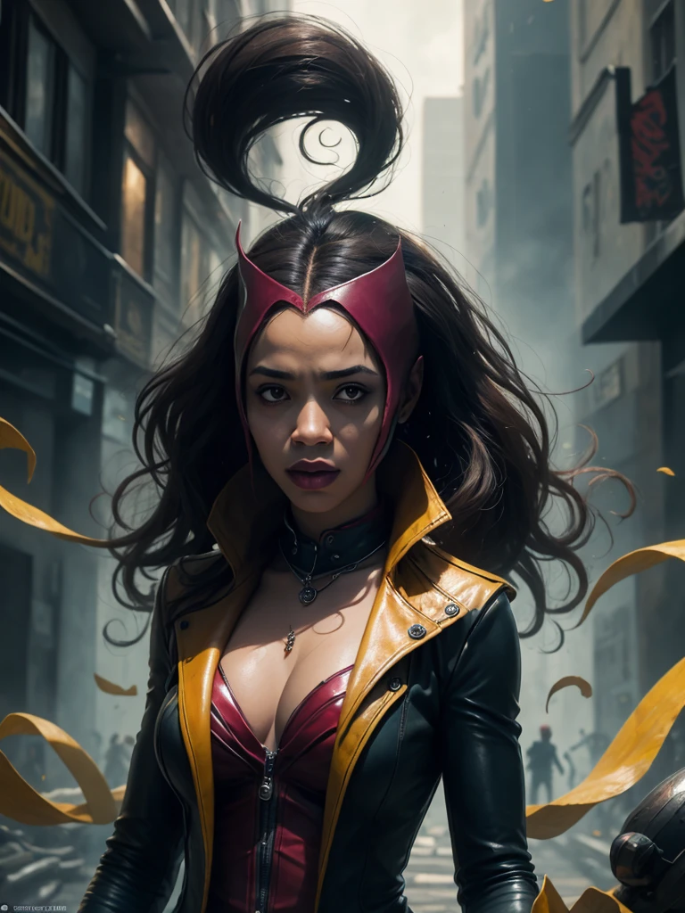 description: Generate an image of Harley Quinn with totally African characteristics, incluindo pele escura, cabelo enrolado e colorido.
Instructions for generating the image:
1. A Arlequina deve ser representada como uma mulher africana, with dark skin and facial features that reflect the ethnic and cultural diversity of the African continent.
2. Seu cabelo deve ser naturalmente enrolado, com cachos definidos e cheios, demonstrando a beleza dos diferentes estilos e texturas de cabelo afro.
3. Hair coloring should be vibrant, usando cores como azul, rosa, verde ou roxo, que combinem harmoniosamente com sua pele escura e realcem sua personalidade marcante.
4. Ela deve estar vestindo um traje inspirado na personagem original da Arlequina, with a predominance of black and red colors, but with elements that value the richness of African cultural traditions.
5. Harley Quinn's pose should be dynamic, reflecting your outgoing and energetic personality, and allowing you to highlight your African identity with confidence.
6. O fundo da imagem pode ser uma paisagem urbana, alluding to a cosmopolitan city, or any scenario that refers to Gotham City, mas com elementos que possam representar a cultura africana de forma respeitosa e positiva.
Lembrete: Make sure the representation is culturally sensitive and respectful, avoiding stereotypes and cultural appropriation. Enfatize a beleza e a diversidade da cultura africana, proporcionando uma imagem empoderadora da Arlequina.
Dica: Use sensory descriptions to enhance the image, destacando a textura do cabelo, os detalhes do traje, the facial expression and atmosphere of the scenery.
After the image is generated, consider making adjustments or reiterating instructions to ensure an outcome that celebrates African representation and the cultural richness of Harley Quinn