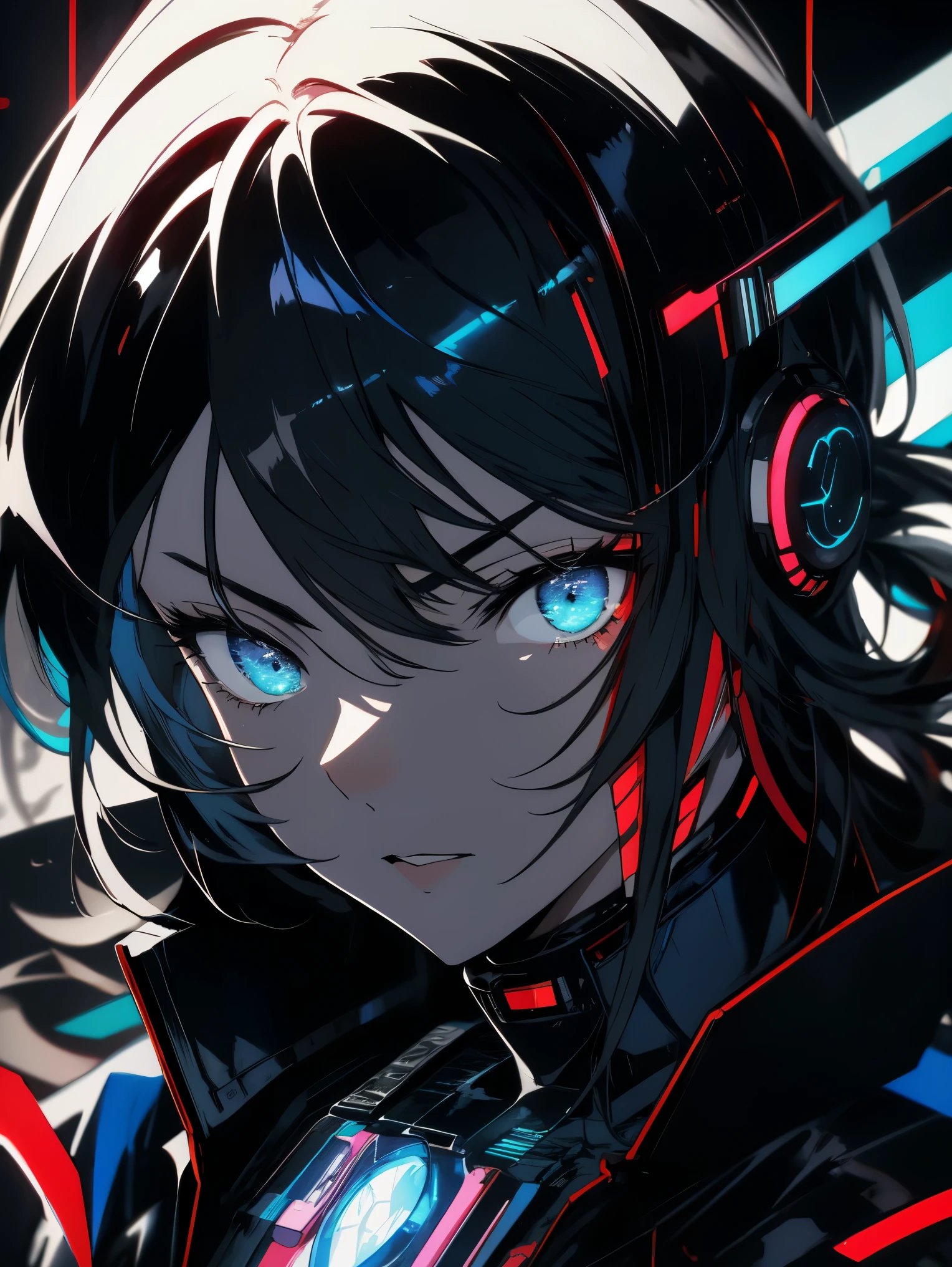 masterpiece、High quality、detailed、face portrait, male, With a black coat, cyber punk、anime art