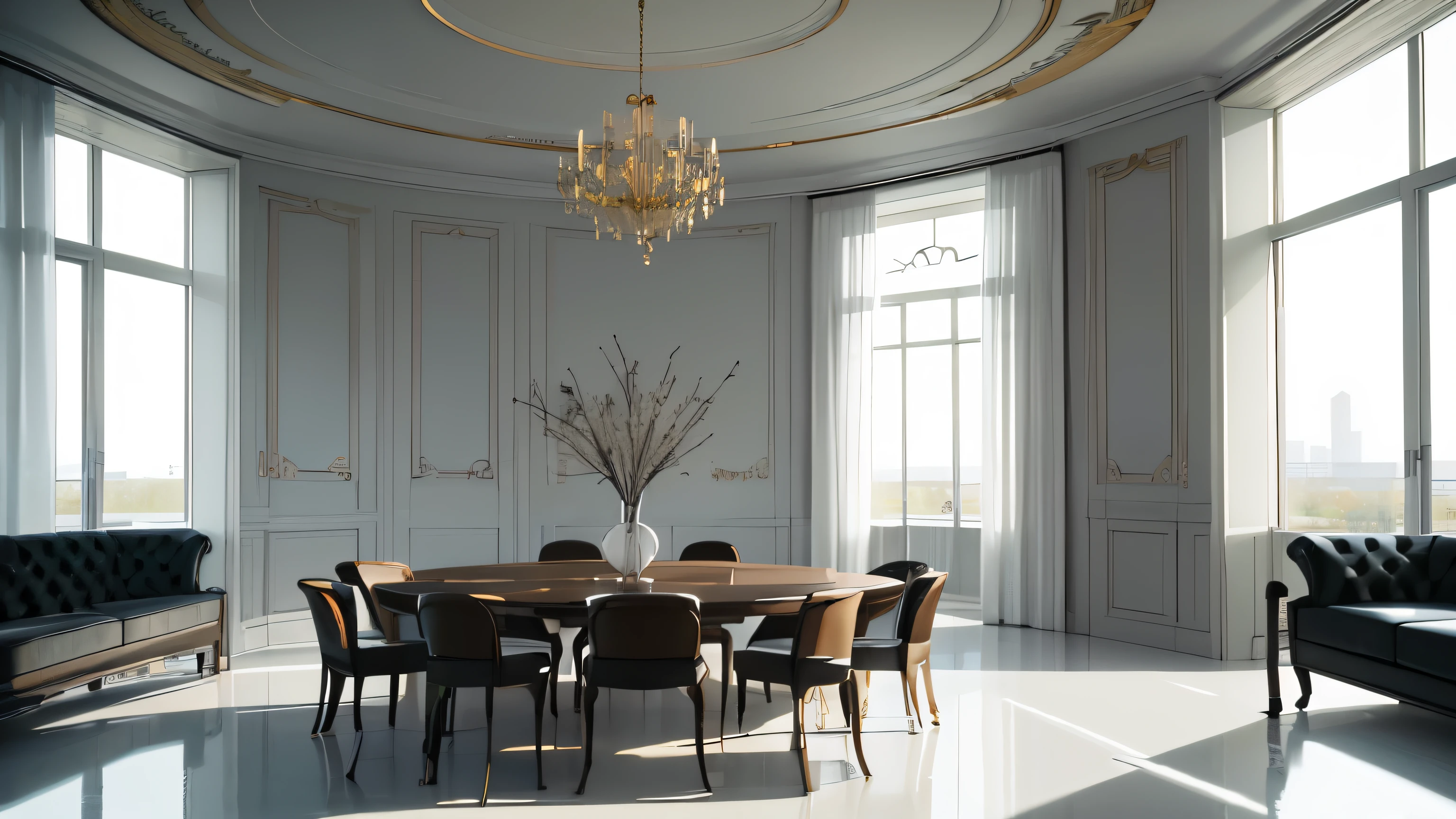 you are a famous interior designer、I was asked to create a 3D image of a large modern room.。. Create a harmonious environment with modern and minimalist furniture. Including garden interior.