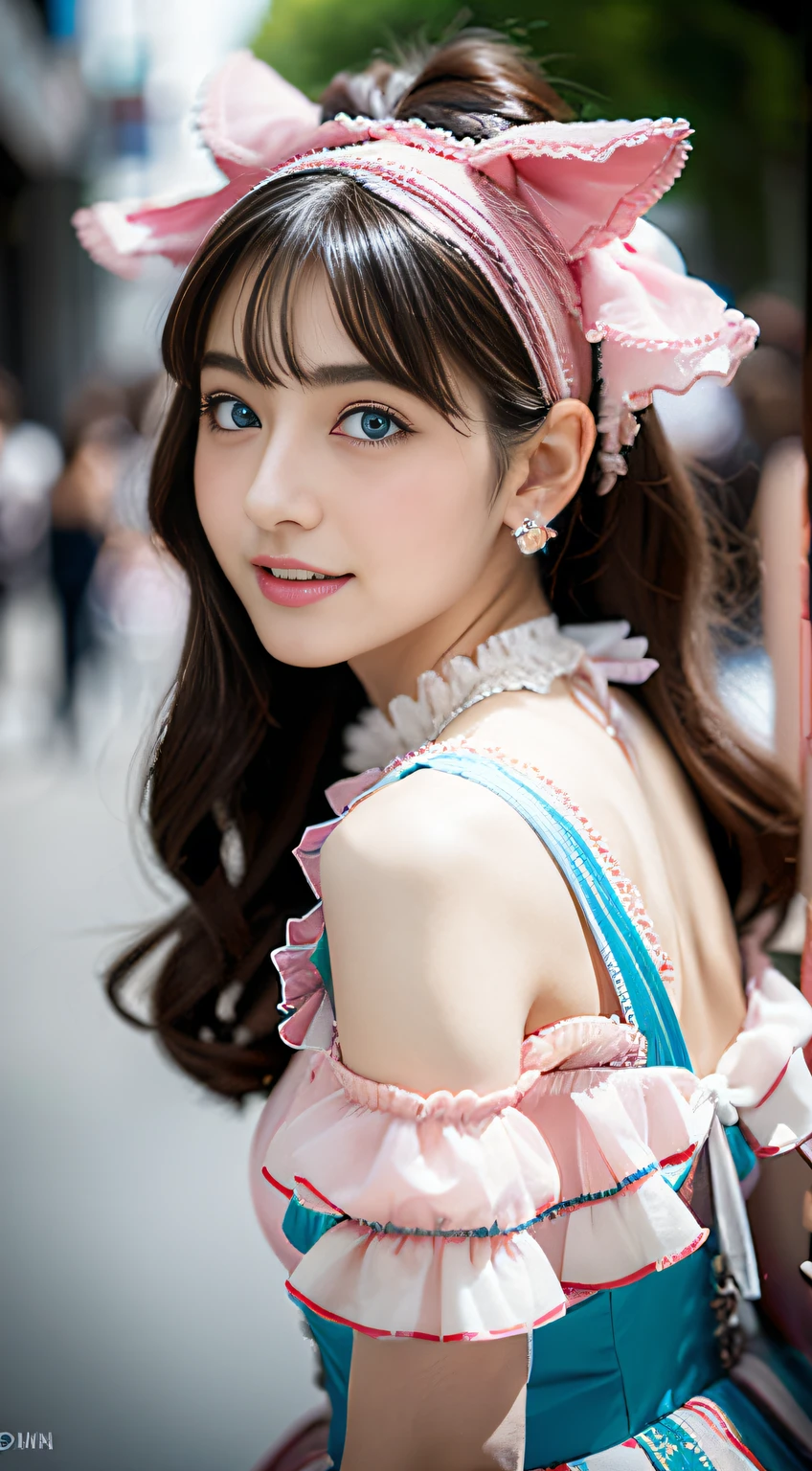 (32K,very high res, high detailing, highly accurate, masutepiece、girl1:1.5),Raw photo & realistic atmosphere,beautiful dark blue eyes,Detailed mouth,Glossy lips,Detailed eyebrows,Eyes drawn in detail with soft white skin that shines in every detail、Very beautiful eyes with azure eyes,Detailed lips、Very beautiful face,Very well-formed face、Lifelike face,shiny beautiful lips,Beautiful eyebrows,Infinite reality,Best design,(Insanely cute Japan 15 year old Lolita fashion beautiful girl,Beautiful thighs,Ideal legs,Beautifully shaped breasts,Very cute beautiful girl,:1.4),Best Natural Makeup,Japanese ido,Korean Idols,Young sensual idol,Moist eyes,Beautiful eyes that sparkle,Beautiful butt,beauty legs,,camel's foot,:1.2),超A high resolution、The face of a masterpiece with high detail,Natural and realistic face,Back lighting,Pure eyes are too cute,Reality Live Action,(Earrings that look good in Lolita fashion,,a necklace,hair adornments,Head dress,Lolita hat:1.5),Glossy nail art,Blonde medium permed hair:1.4),(Lolita fashion with very beautiful embroidery in high detail high definition,Beautiful Lolita in high detail high definition,a miniskirt,Show full-body fashion:1.6),Looks Back,On the streets of Harajuku,Gentle smile