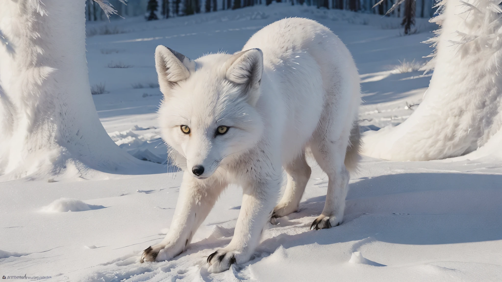 Arctic fox, ((animal character)), ((illustration)), ((white fur)), ((detailed)), ((winter landscape background)), ((cold environment)), ((realistic), by ArtistName1, by ArtistName2, Arctic Fox, ((wildlife)), ((anthropomorphized)), ((beautiful illustration)), ((pure white fur)), ((sharp structural details)), ((realistic textures and shading), posted on e621, By ArtistName1, by ArtistName2, Arctic Fox, ((wildlife art)), ((anthro)), ((stunning illustration)), ((pristine white fur)), ((fluffy texture and intricate details))