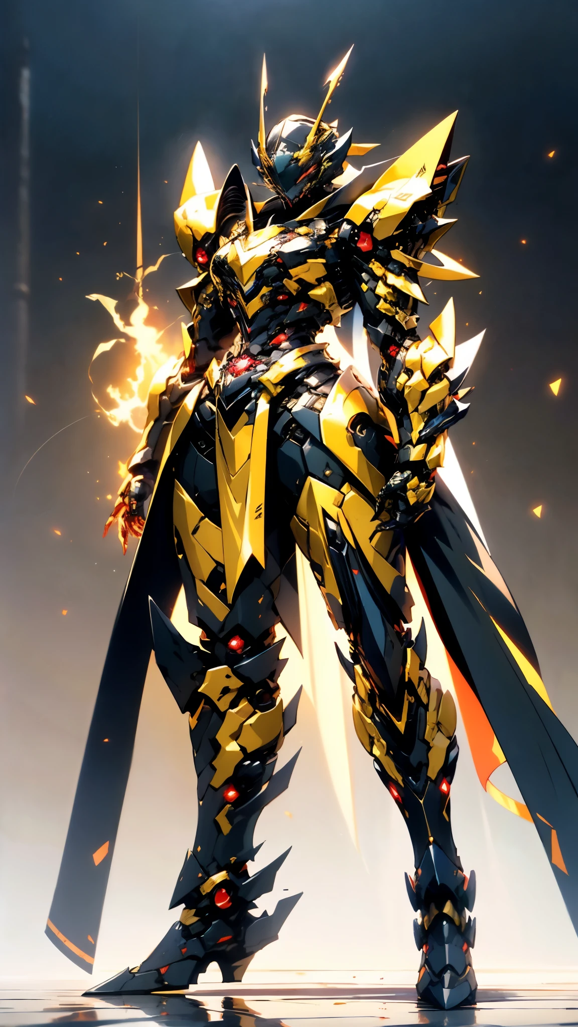 A woman adorned in fantasy-style full-body armor, a crown-concept fully enclosed helmet that unveils only her eyes, a composite layered chest plate, fully encompassing shoulder and hand guards, a lightweight waist armor, form-fitting shin guards, the overall design is heavy-duty yet flexible, ((the armor gleams with a golden glow, complemented by red and blue accents)), exhibiting a noble aura, she floats above a fantasy-surreal high-tech city, this character embodies a finely crafted fantasy-surreal style armored hero in anime style, exquisite and mature manga art style, (Queen bee mixed with Spider concept Armor, plasma, blood), ((Element, energy, elegant, goddess, femminine:1.5)), metallic, high definition, best quality, highres, ultra-detailed, ultra-fine painting, extremely delicate, professional, anatomically correct, symmetrical face, extremely detailed eyes and face, high quality eyes, creativity, RAW photo, UHD, 32k, Natural light, cinematic lighting, masterpiece-anatomy-perfect, masterpiece:1.5