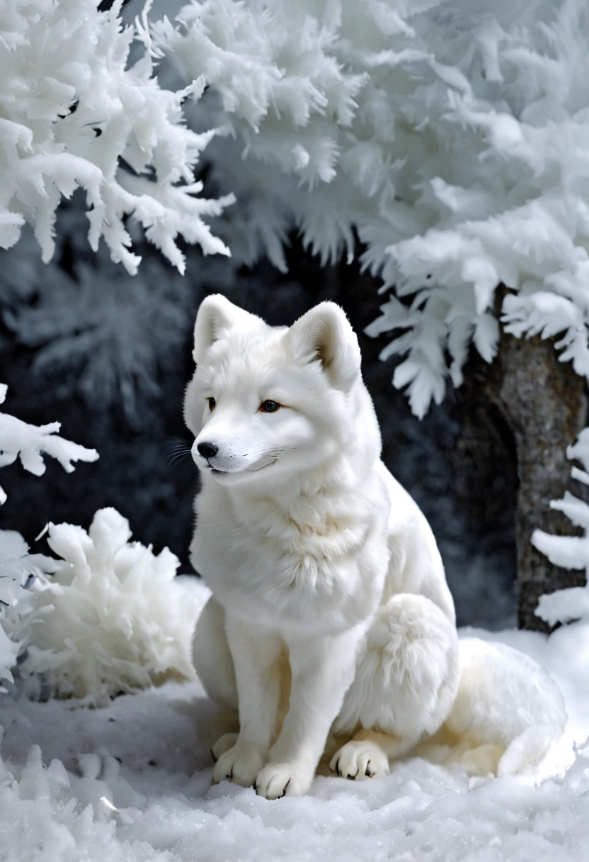 The king of ice and snow The white arctic fox is like the king of ice and snow，Their presence adds to the mystery and beauty of polar environments with intricate details, masterpiece, beautiful. lifelike, 原始图像masterpiece, anatomically correct, best quality winter mood.Photo quality.ultra high definition, anatomically correct