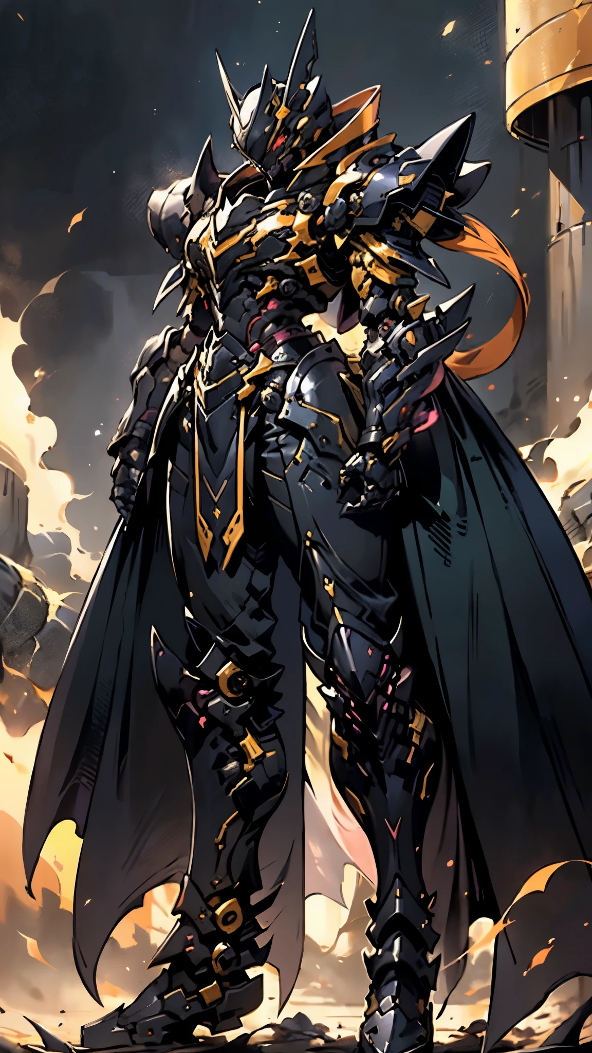 A woman adorned in fantasy-style full-body armor, a crown-concept fully enclosed helmet that unveils only her eyes, a composite layered chest plate, fully encompassing shoulder and hand guards, a lightweight waist armor, form-fitting shin guards, the overall design is heavy-duty yet flexible, ((the armor gleams with a golden glow, complemented by red and blue accents)), exhibiting a noble aura, she floats above a fantasy-surreal high-tech city, this character embodies a finely crafted fantasy-surreal style armored hero in anime style, exquisite and mature manga art style, (Queen bee mixed with Spider concept Armor, plasma, blood), ((Element, energy, elegant, goddess, femminine:1.5)), metallic, high definition, best quality, highres, ultra-detailed, ultra-fine painting, extremely delicate, professional, anatomically correct, symmetrical face, extremely detailed eyes and face, high quality eyes, creativity, RAW photo, UHD, 32k, Natural light, cinematic lighting, masterpiece-anatomy-perfect, masterpiece:1.5