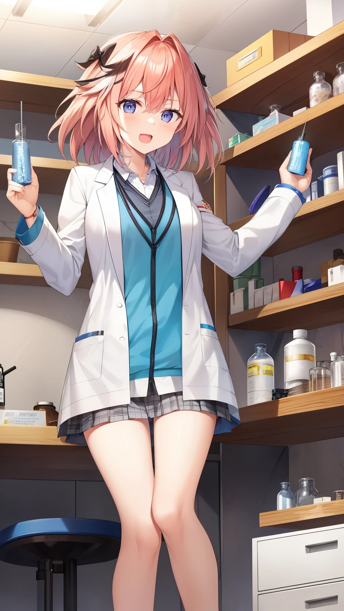 The smell of pills or liquid fills the air、Laboratory full of chemicals。There are many things in the medicine cabinet.々Medicines of different colors and shapes are neatly lined up.、It is a secret treasure trove packed with researchers' knowledge and discoveries.。With a wide range of medicines available、Research tools are arranged in an orderly manner to fulfill their roles.、It serves as a stage for experiments.。A researcher of destruction wears a white coat、In this laboratory, which is visited by black doctors and blackmail doctors,、Forbidden research is underway。Researchers wearing white coats、He spends all his time experimenting day and night to gain knowledge and danger.、The research results are often astonishing.。but、Sometimes experiments that go too far cause explosions.、The entire laboratory may be engulfed in chaotic smoke and sparks.。Destruction researchers explore dangerous territory at the edge of knowledge.、During this process, the experiment may go out of control.。Consequently、The laboratory is hit by an uncontrolled explosion.、Secret research is temporarily shrouded in darkness.。Laboratory full of chemicalsは、As a place for intellectual exploration and dangerous challenges、controlled by researchers of destruction。Knowledge and forbidden experiments hidden inside a white coat、Occasionally makes its presence known in the form of violent explosions.。