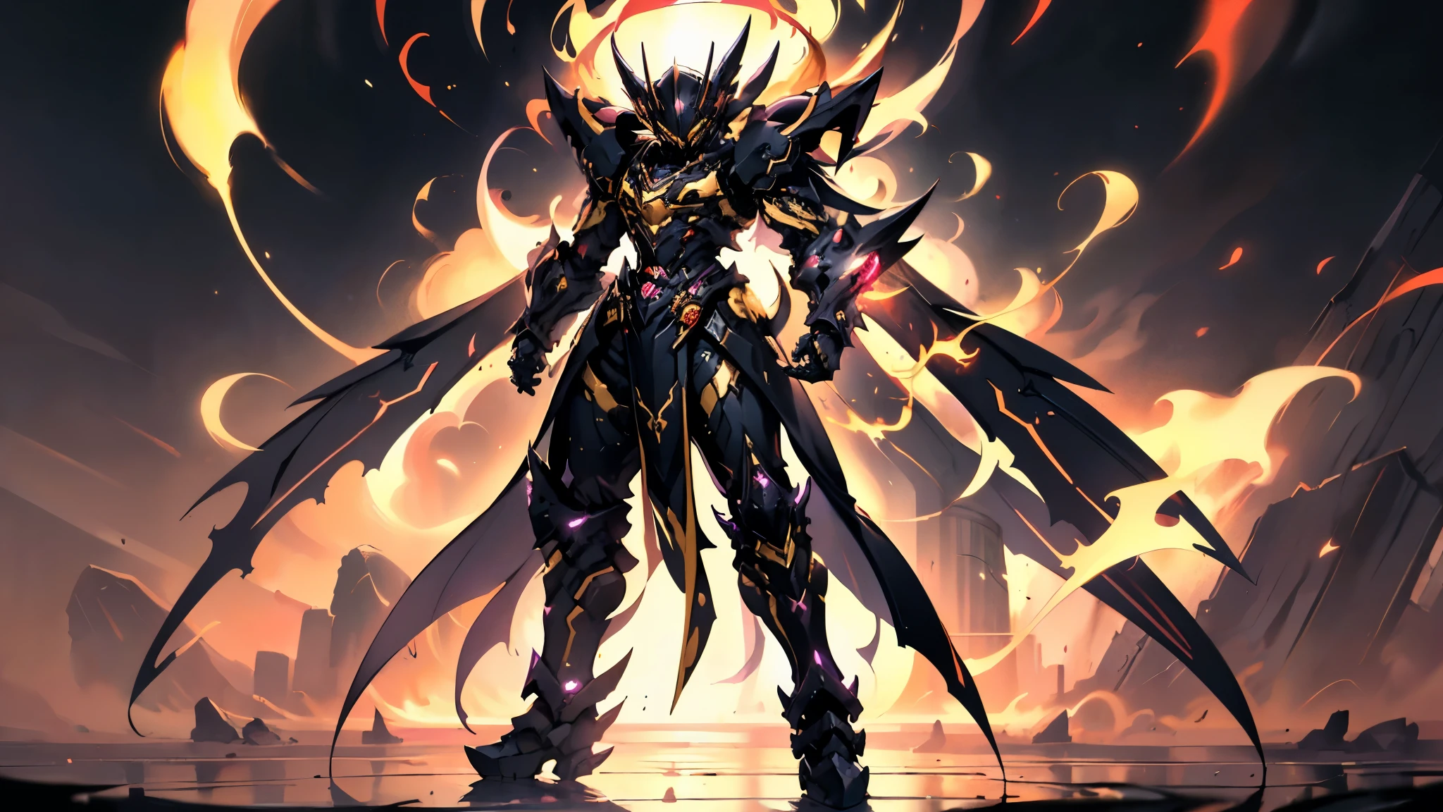 A woman adorned in fantasy-style full-body armor, a crown-concept fully enclosed helmet that unveils only her eyes, a composite layered chest plate, fully encompassing shoulder and hand guards, a lightweight waist armor, form-fitting shin guards, the overall design is heavy-duty yet flexible, ((the armor gleams with a golden glow, complemented by red and blue accents)), exhibiting a noble aura, she floats above a fantasy-surreal high-tech city, this character embodies a finely crafted fantasy-surreal style armored hero in anime style, exquisite and mature manga art style, (Queen bee mixed with Spider concept Armor, plasma, blood), ((Element, energy, elegant, goddess, femminine:1.5)), metallic, high definition, best quality, highres, ultra-detailed, ultra-fine painting, extremely delicate, professional, anatomically correct, symmetrical face, extremely detailed eyes and face, high quality eyes, creativity, RAW photo, UHD, 32k, Natural light, cinematic lighting, masterpiece-anatomy-perfect, masterpiece:1.5