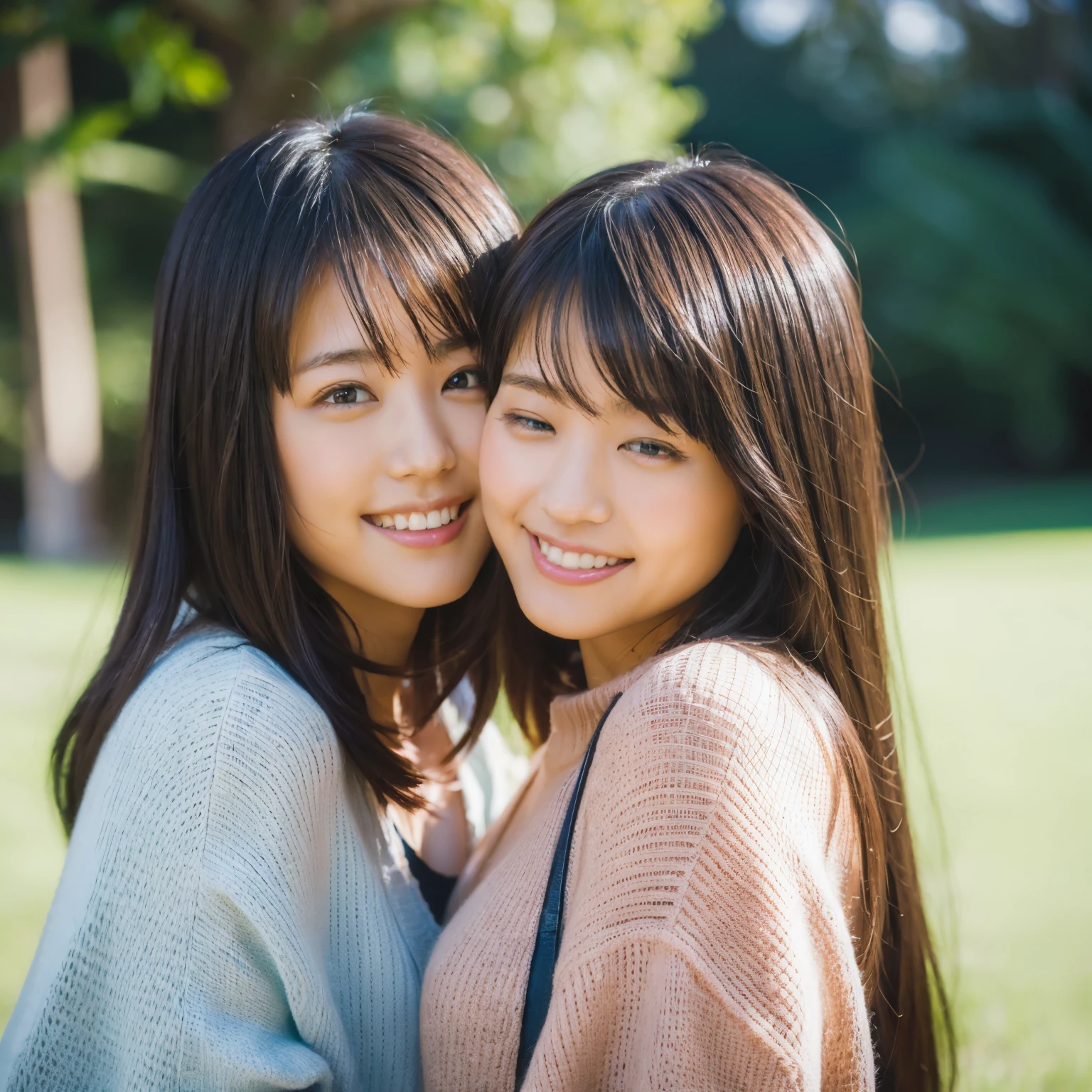 identical twin sisters、Close your eyes and almost kiss me, 16 years old, bangs