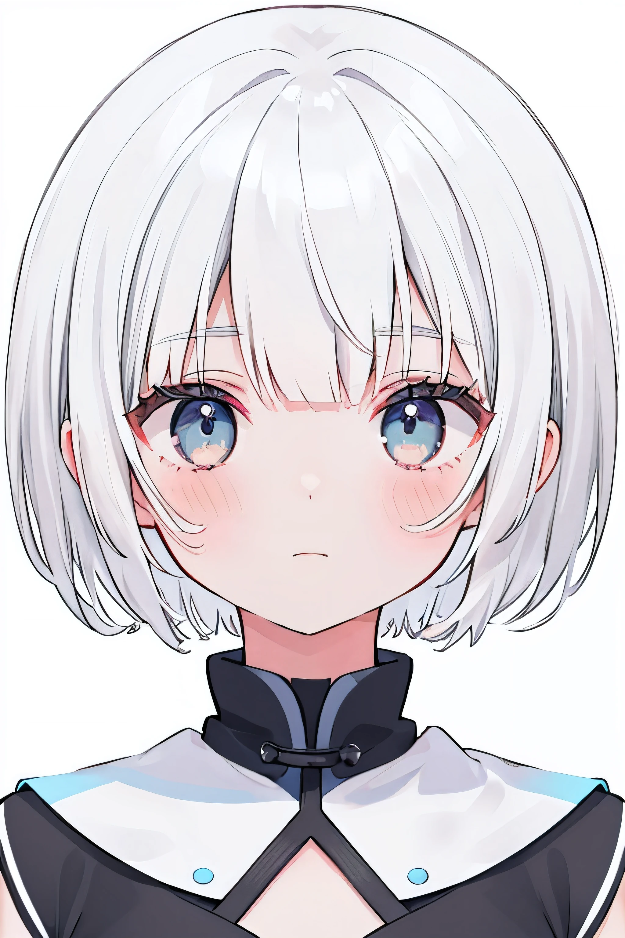 ((masterpiece,super detailed,High resolution,1 girl,gray hair,short hair,From before,close-up head))gray background,black hoodie,shorts,
