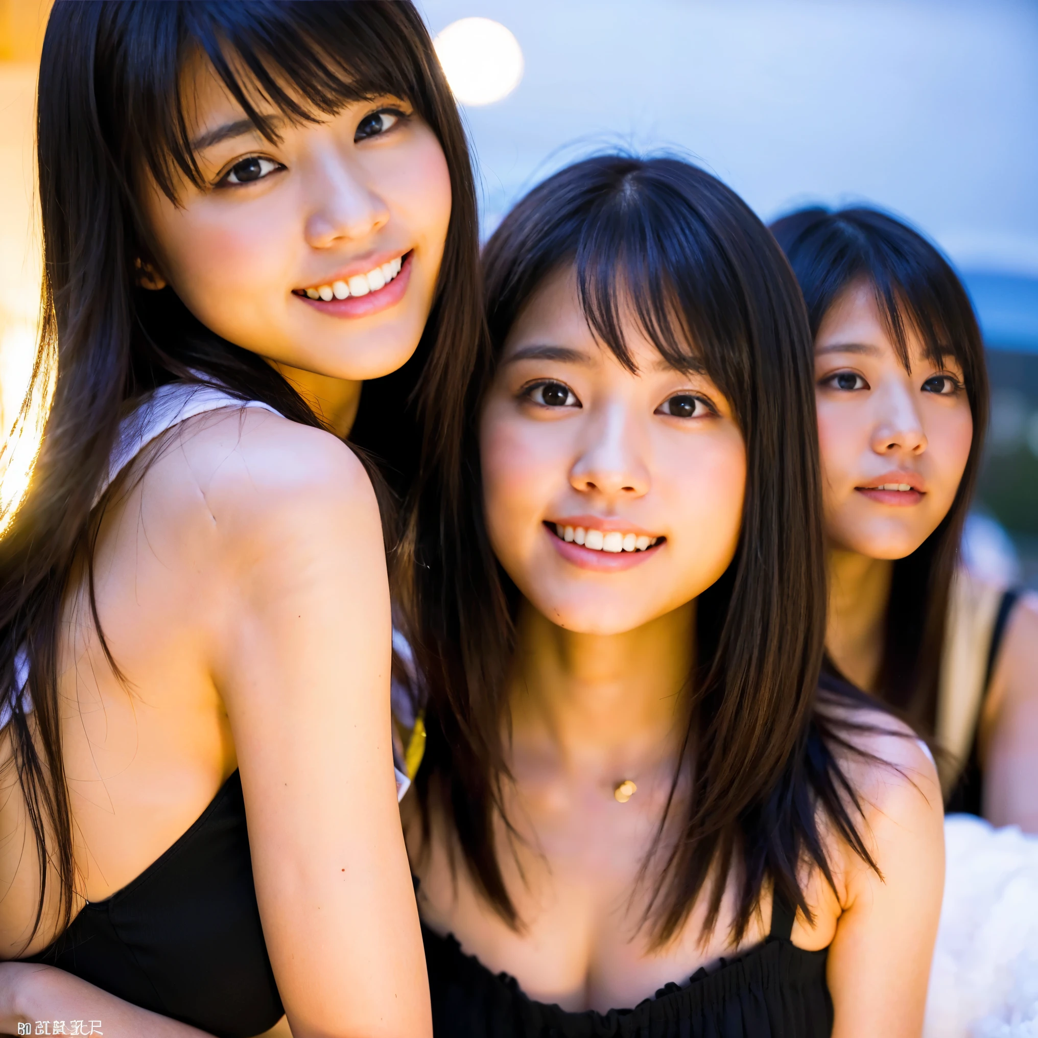 identical twin sisters、highest quality, masterpiece, ultra high resolution, (realistic:1.4), Raw photo, very detailed, perfect anatomy, 

In the middle of a beautiful full moon, 

Many young girls enjoying tent camping in snowy mountains, All members of popular Japanese idol groups, Detailed snowy mountains, 

((everyone color々I drink different types of alcohol, everyone is completely drunk)), 

(((So cute、Drunk face like the most famous Japanese idol, all very beautiful、Drunk eyes in very large black solid circles, Every detail is cute and drunk、She looks like the most famous Japanese idol, Beautiful very large black solid circle eyes with all details)))