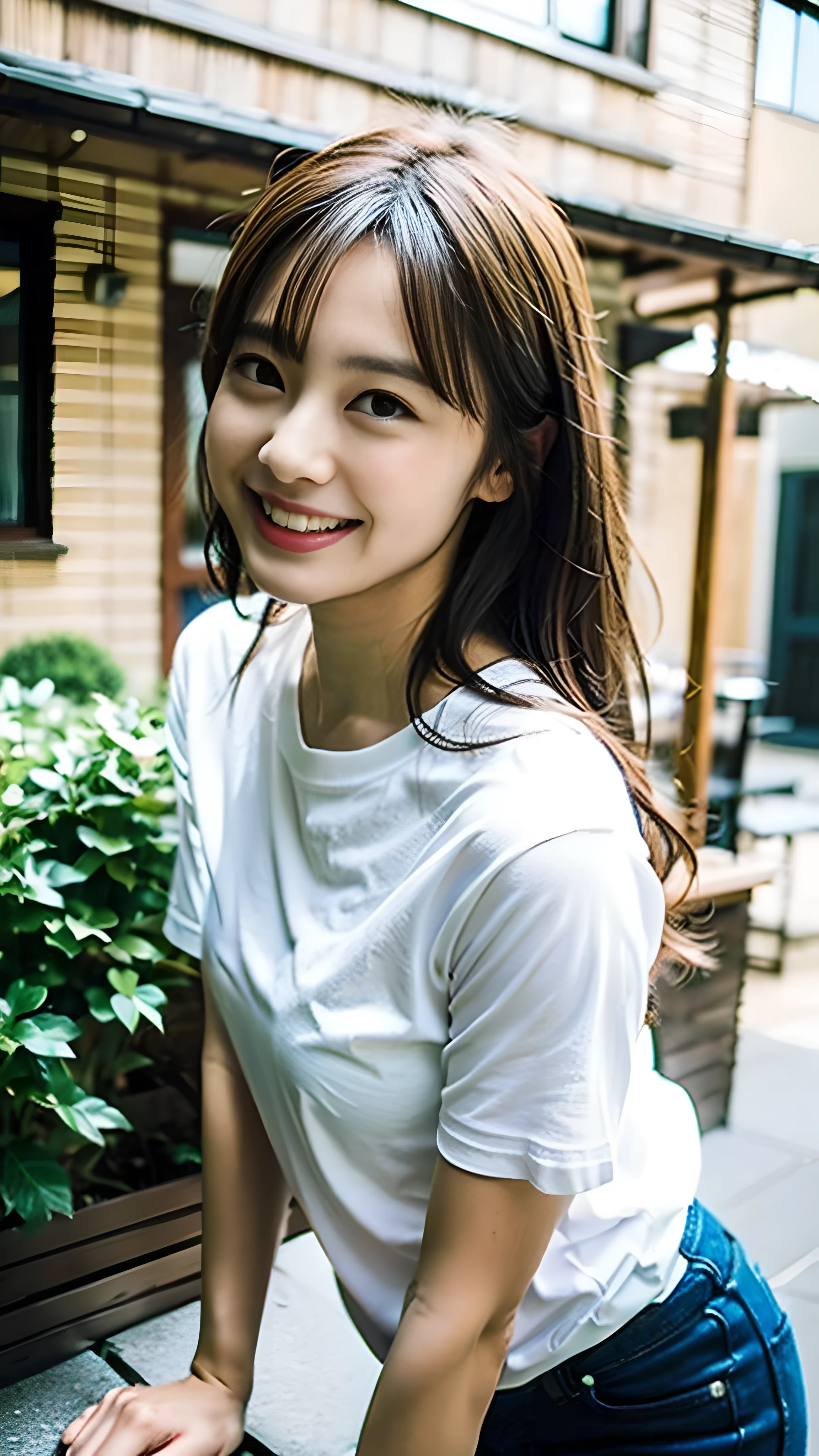 A Japanese milf, photo of one girl, Slender figure, Realistic teeth, double eyelids, smile, full-body, masterpiece, best quality, detailed, beauty