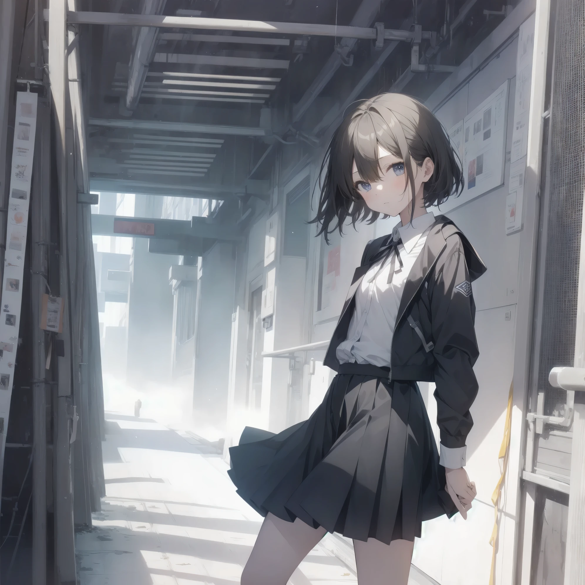 ultra-absurdres-Top quality by artist God, ultra-detailed, high resolution, anime moe artstyle, best anime 8k konachan wallpaper, pixiv contest winner, pool:2810, perfect anatomy,break, 1girl, (Please draw a girl walking sleepily to school alone. )break,(Solo,little female, 13-year-old:1.3),Full limbs, complete fingers,a junior high school student, (very short hair), short cut, flat chest, , small butt, small black eyes, beautiful detailed eyes, well-proportioned iris and pupils, expressive eyes, highres detailed hair, soft expression, salor school_uniform, sailor collar, serahuku, bow, pleated skirt,(Detailed Lighting), (Detailed background), in the School commute route. break,super detailed skin, Best cinematic lighting powered by famous artist, 8k,beauty illustration,photoshop_(medium),very aesthetic,break,((artist:hana_kazari )), artist:clamp ,artist:carnelian ,artist:kantoku ,