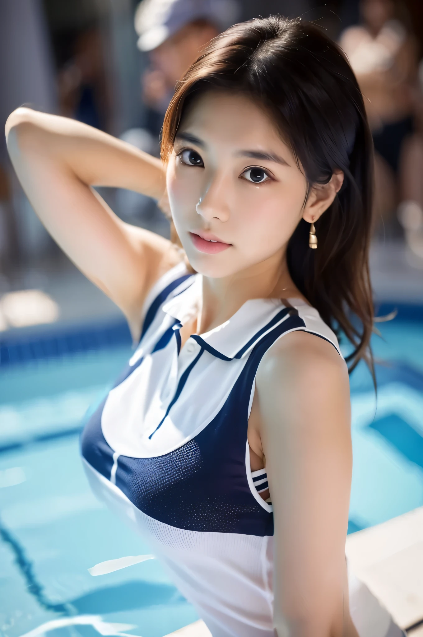 Real Images、(​masterpiece:1.2、top-quality)、Lady 1、独奏、Poolside in summer、Stand kneeling、Ultra mini skirt、Light blue skirt、Open her legs,full open legs,White panty、Wet and dripping white shorts、sexy underwear、skirts that are too short、Physical education sitting、M-shaped legs、Beautiful calves、Beautiful ponytail、Beautiful、Beautiful udder、Beautiful camel toe、Beautiful waki、sexy smiling、Open legs,summer clothing、shortsleeves、itchy、reach、３When the moon、Cabin Crew、Open legs,poneyTail、校服、Cleaning up after sex、a miniskirt、White panty、camel's toe、Planes、Pink blouse、Services for passengers、water dripping、Wet、Provision of safety instructions、Response to emergencies、bangss、(Glossy skin:1.15)、