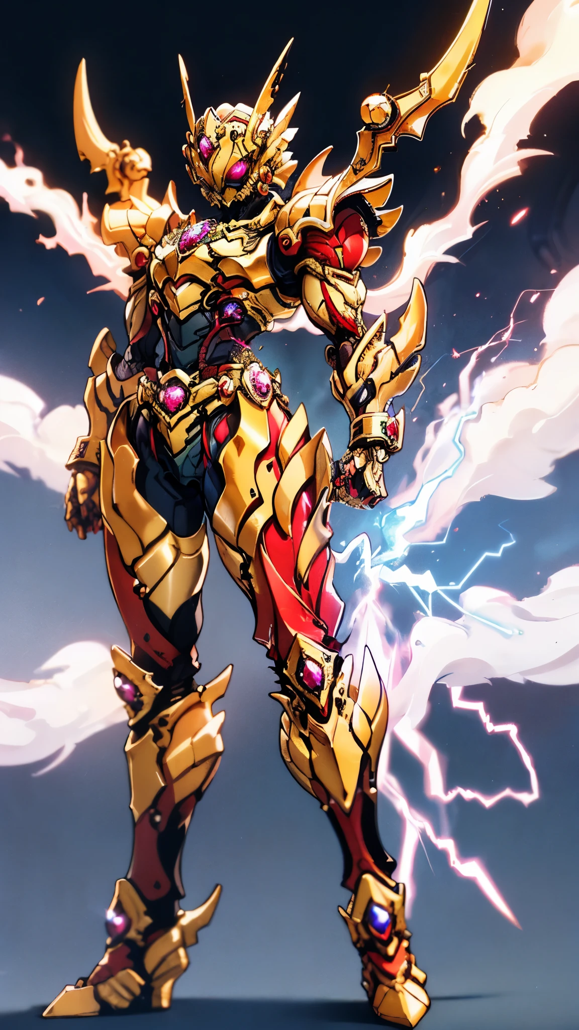 A woman adorned in fantasy-style full-body armor, a crown-concept fully enclosed helmet that unveils only her eyes, a composite layered chest plate, fully encompassing shoulder and hand guards, a lightweight waist armor, form-fitting shin guards, the overall design is heavy-duty yet flexible, ((the armor gleams with a golden glow, complemented by red and blue accents)), exhibiting a noble aura, she floats above a fantasy-surreal high-tech city, this character embodies a finely crafted fantasy-surreal style armored hero in anime style, exquisite and mature manga art style, (Queen bee mixed with Spider concept Armor, plasma, blood), ((Element, energy, elegant, goddess, femminine:1.5)), metallic, high definition, best quality, highres, ultra-detailed, ultra-fine painting, extremely delicate, professional, anatomically correct, symmetrical face, extremely detailed eyes and face, high quality eyes, creativity, RAW photo, UHD, 32k, Natural light, cinematic lighting, masterpiece-anatomy-perfect, masterpiece:1.5