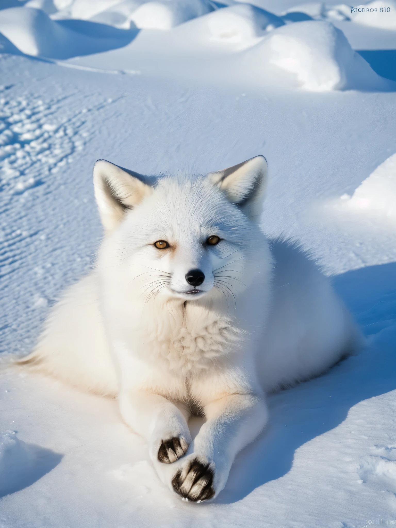 (masterpiece:1.3), (8K、photorealistic, Raw photo, best quality:1.4), (National Geographic:1.3), (Polar Fox), (Arctic Fox), (Beautiful pure white and fluffy fur:1.2), (chubby ears and limbs:1.2),　(Arctic Circle), (tundra forest), (alaska in winter), (In the coniferous forest１meters of snow), (snow falls on the snowfield), (arctic fox in the snow field), sharp focus, contrast lighting, high resolution 8k, crazy details, realistic, professional photography, 8k UHD, Single-lens reflex camera, soft light , high quality, film grain, Fujifilm XT3