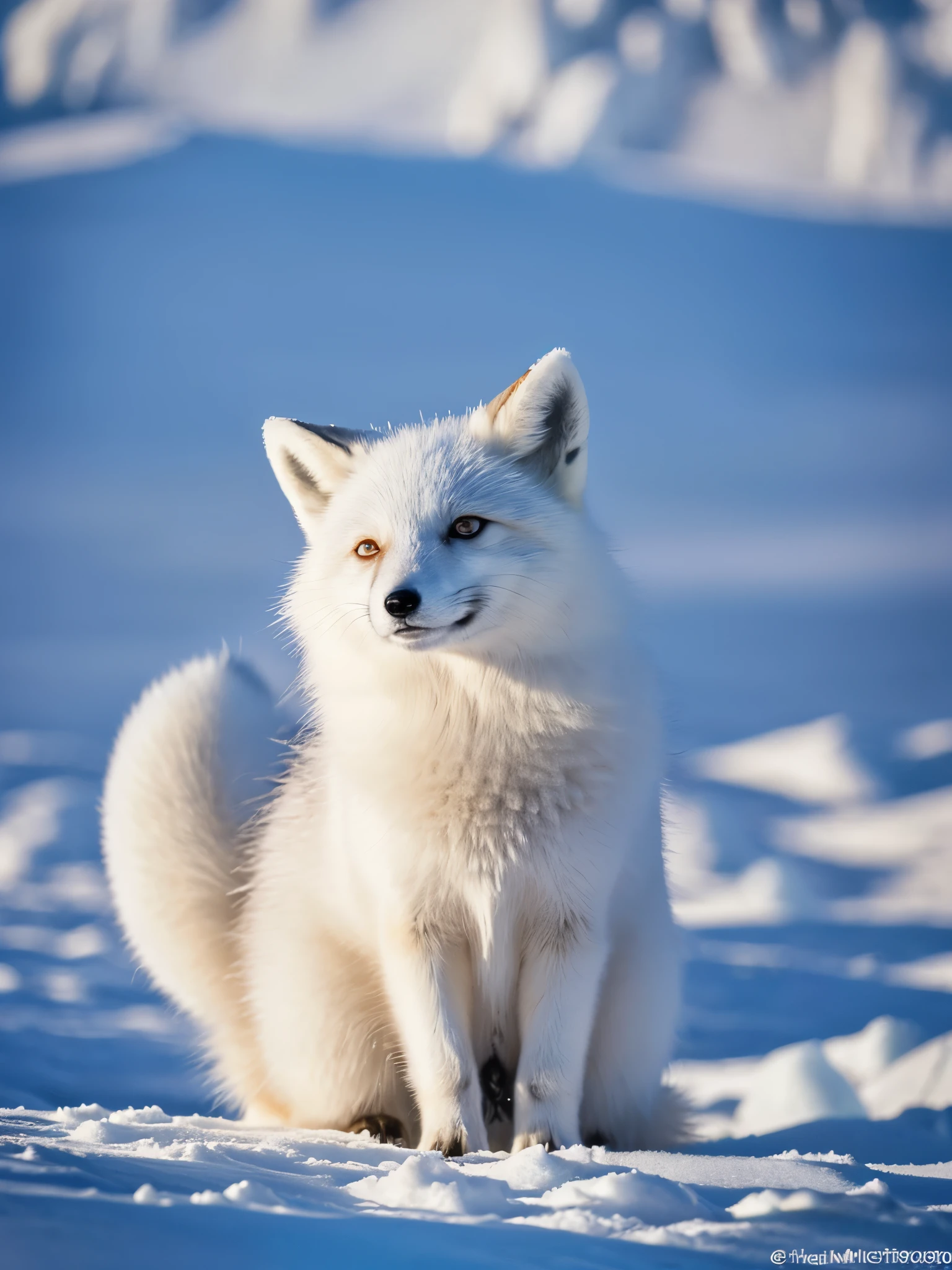 (masterpiece:1.3), (8K、photorealistic, Raw photo, best quality:1.4), (National Geographic:1.3), (Polar Fox), (Arctic Fox), (Beautiful pure white and fluffy fur:1.2), (chubby ears and limbs:1.2), (Arctic Circle), (tundra forest), (alaska in winter), (In the coniferous forest1meters of snow), (snow falls on the snowfield), (arctic fox in the snow field), sharp focus, contrast lighting, high resolution 8k, crazy details, realistic, professional photography, 8k UHD, Single-lens reflex camera, soft light , high quality, film grain, Fujifilm XT3