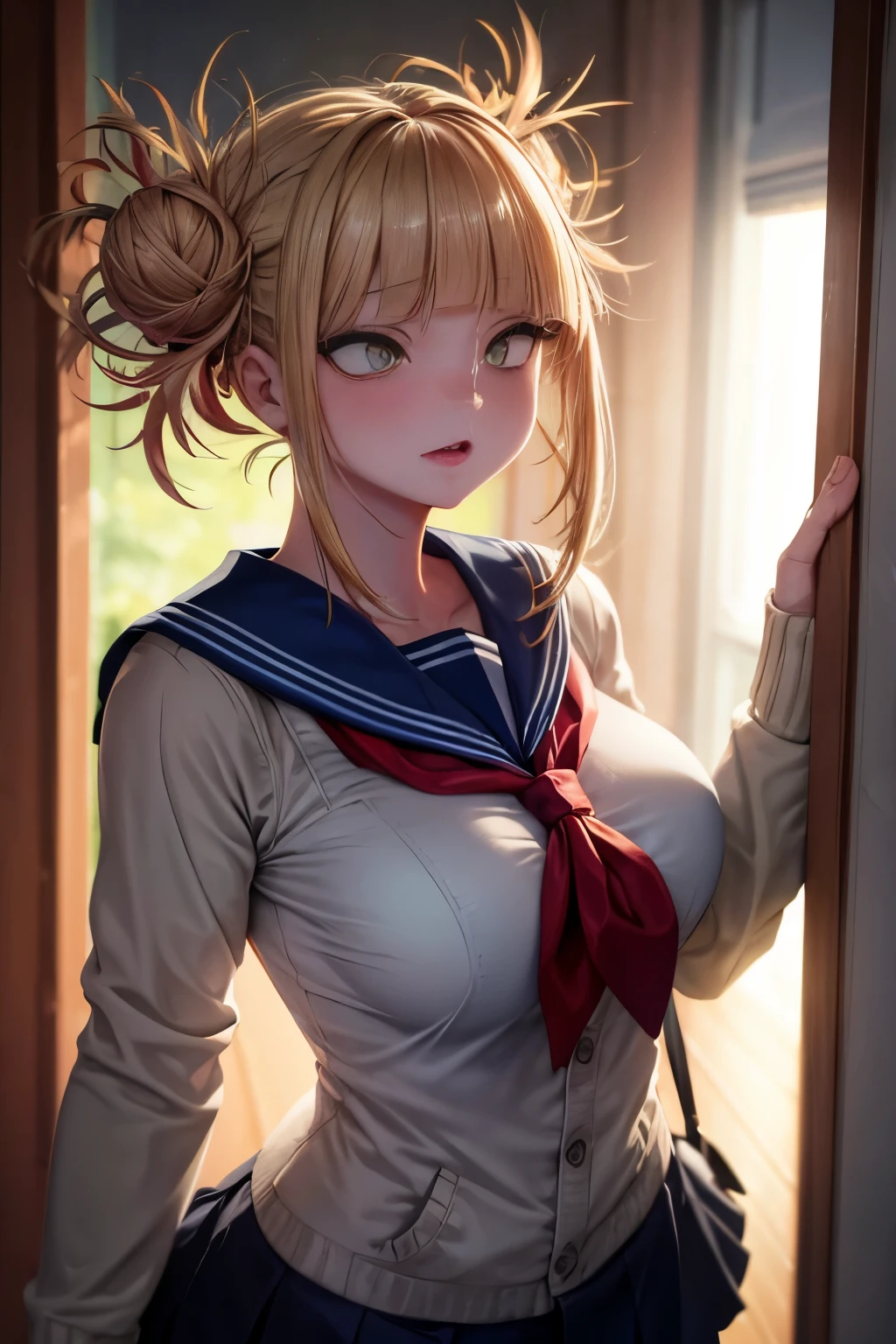 (highest quality, High resolution:1.2), 1 girl, detailed and beautiful eyes, Dense and beautiful lips, highly detailed eyes and face, long eyelashes, Moderate:oil, Bright colors, HDR, studio lighting, Ultra-fine painting, sharp focus, Physically based rendering, extreme details, portrait, curved body, big breasts, perfect shape, show your armpits, Face-to-face audience, sweaty, nice, Raise the hand, sleeveless office shirt