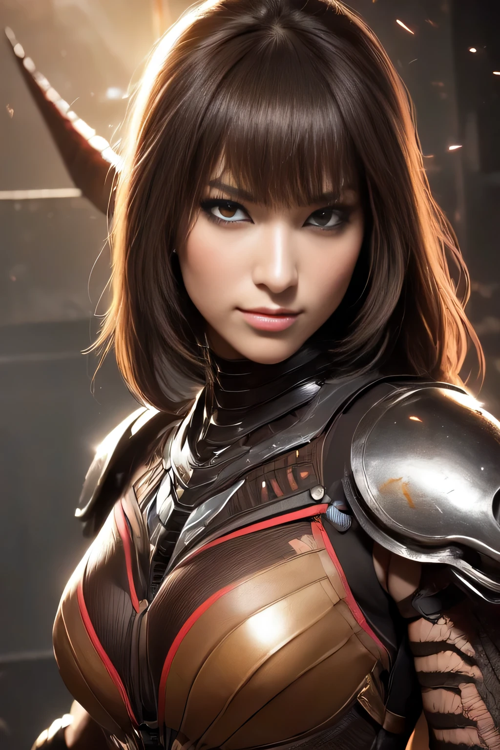 (High resolution,masterpiece,highest quality,Very detailed CG, anime, official art:1.4), realistic, photograph, amazing detail, everything is complicated, shiny and glossy,Amazing number of layers, 8K wallpaper, 3D, sketch, cute, figure,( alone:1.4), perfect female proportions,villain's daughter, (Fusion of dark brown cockroach and lady:1.4), (brown cockroach woman:1.2), (brown cockroach woman:1.2), (Fusion:1.2), (alone:1.4), (evil smile:1.2), muscular, abs, (Cockroach brown exoskeleton bio insect suit:1.4), (Cockroach brown exoskeleton bio insect armor:1.2), (brown transparent cockroach feathers:1.4), (Antennae of brown cockroaches:1.3),