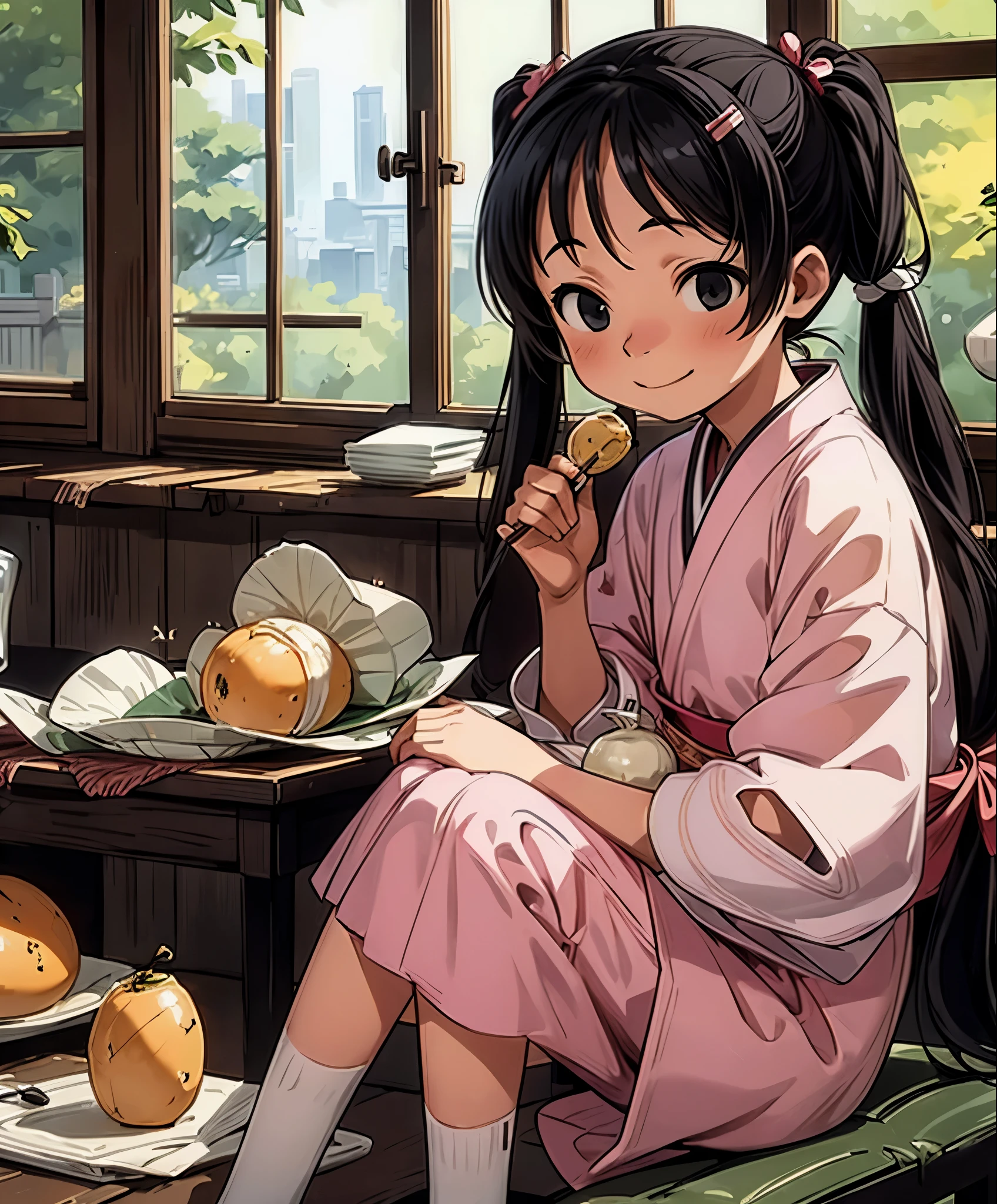 (masterpiece、highest quality、highest quality、official art、beautiful beautiful:1.2)、(1 girl:1.3)Hatsune Miku、twin tails,table top, highest quality, High resolution,10 years old,(hashikuji mayoi),look at me and smile,((Meiji period～Showa era nurse)),(classic maid clotheentholatum